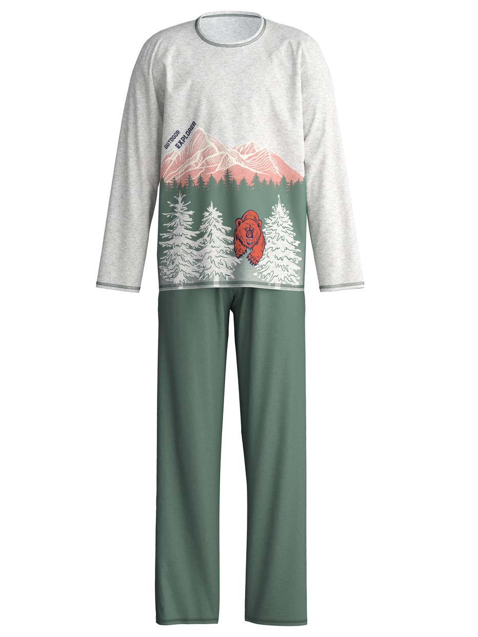 Figli - Pigiami, lunghi in 100% cotone di colore Grigio, Modello, della serie Kids Outdoor di CALIDA
