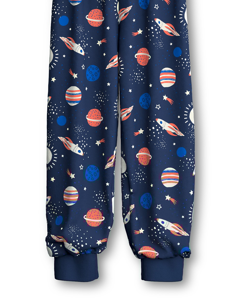 Kids - Pyjama with cuff made of 100% Cotton in Blue, Patterned, from the Toddlers Space series by CALIDA