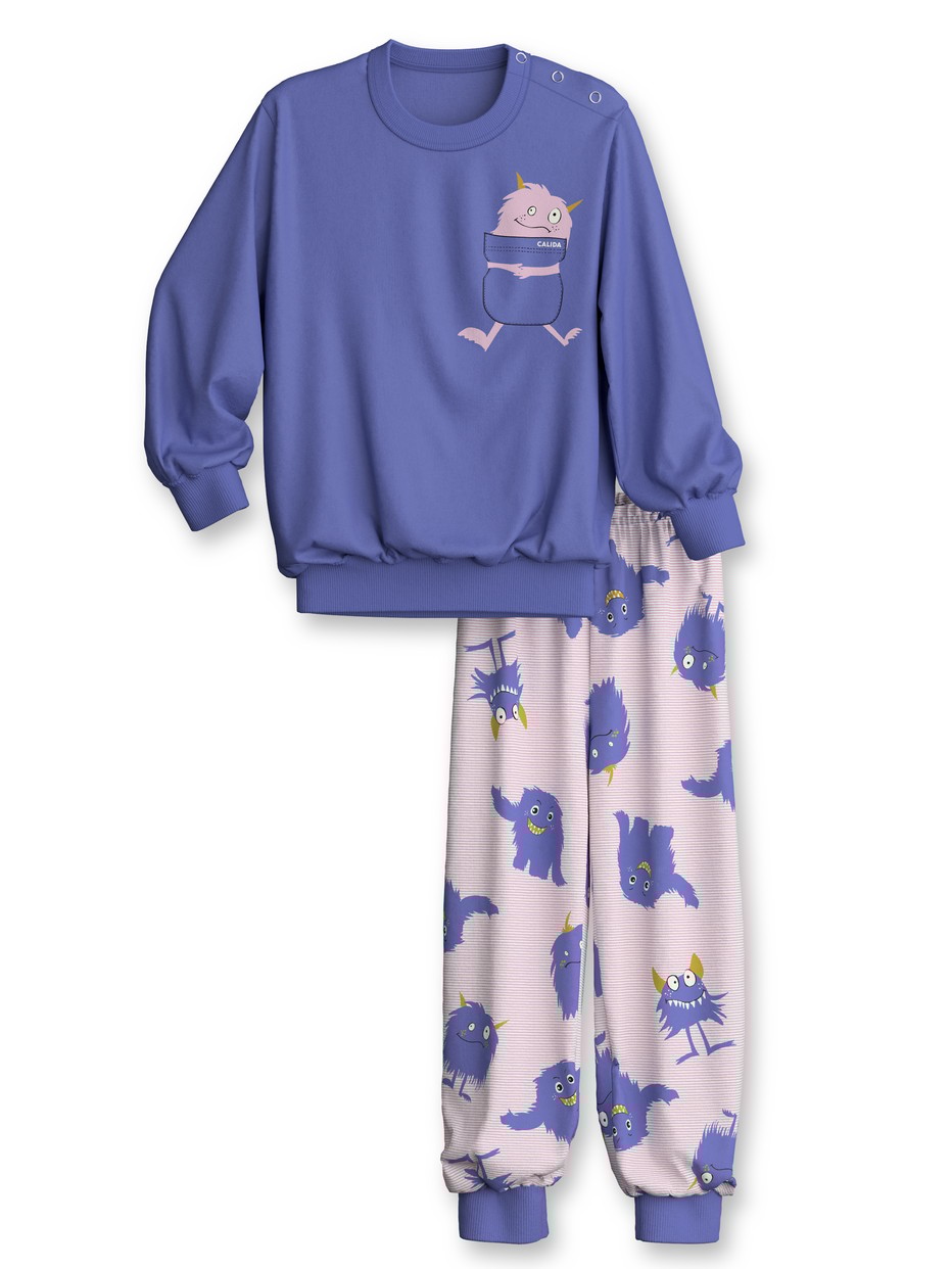 Multipack Kids - Pyjama with cuff made of 100% Cotton in Purple, Patterned, from the Toddlers Monsters series by CALIDA