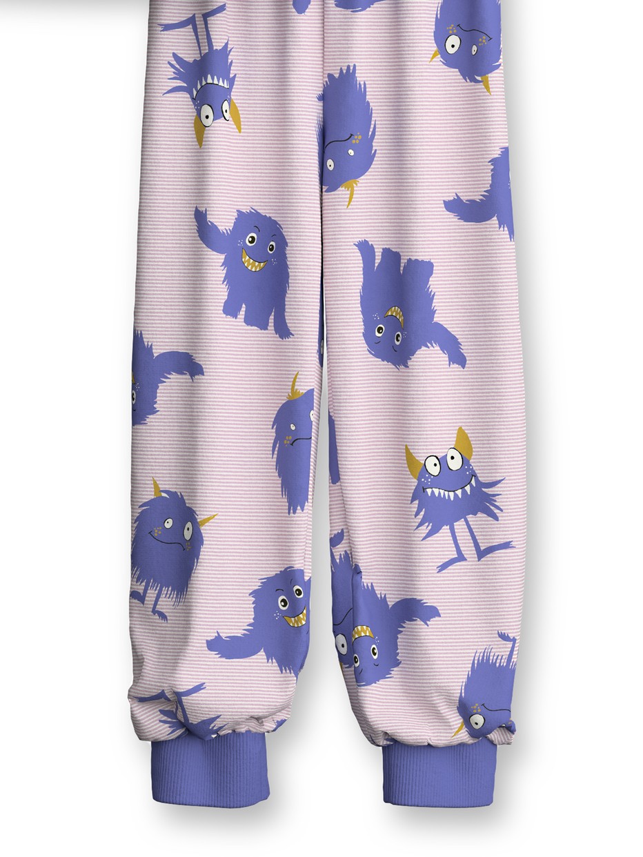 Kids - Pyjama with cuff made of 100% Cotton in Purple, Patterned, from the Toddlers Monsters series by CALIDA