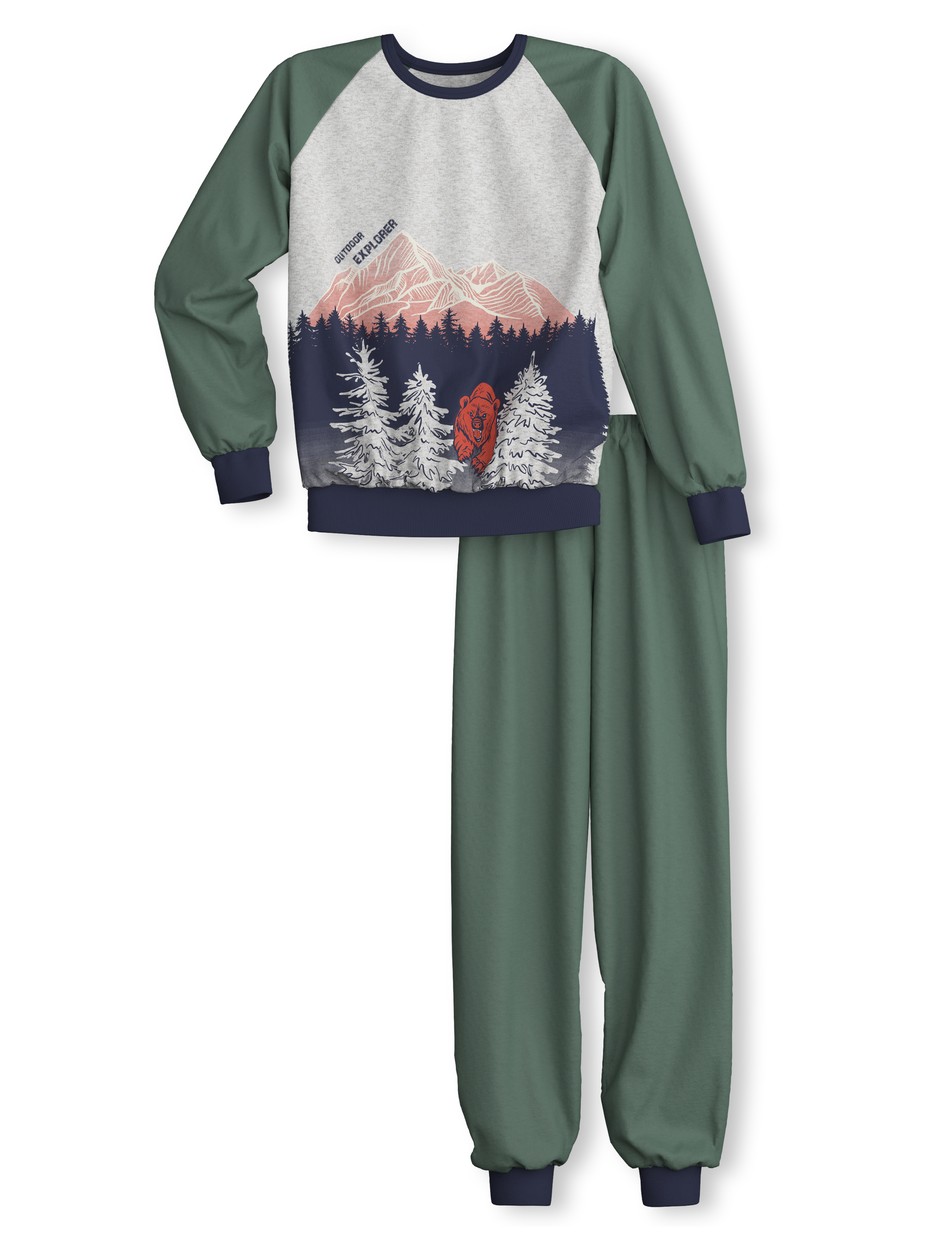 Multipack Figli - Pigiama con polsini in 100% cotone di colore Verde, Modello, della serie Kids Outdoor di CALIDA