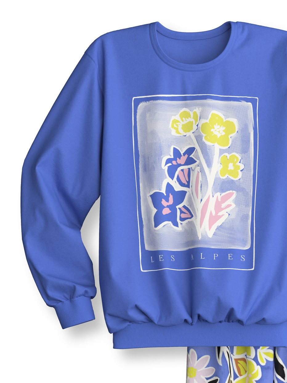 Kids - Pyjama with cuff made of 100% Cotton in Purple, , from the Kids Flowers series by CALIDA