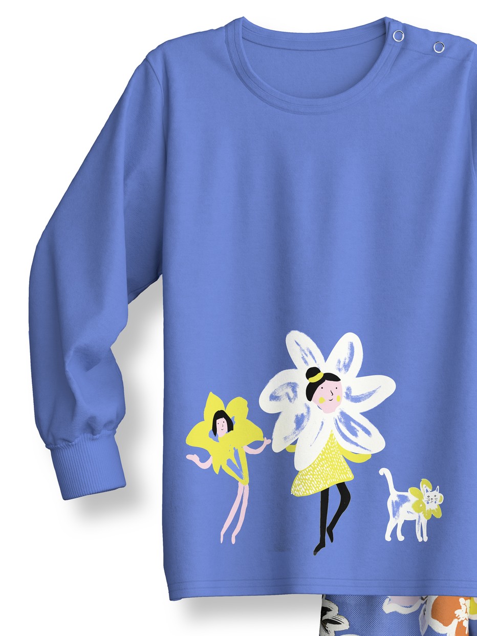 Kids - Pyjama with cuff made of 100% Cotton in Purple, , from the Toddlers Flowers series by CALIDA