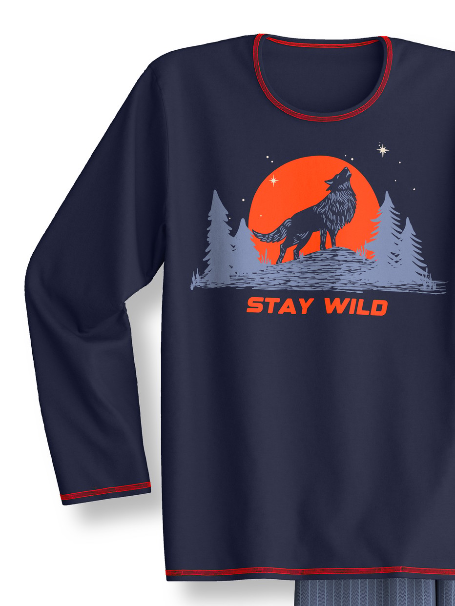 Kinder - Pyjama, lang aus 100% Baumwolle in Blau,  aus Serie Kids Outdoor von CALIDA