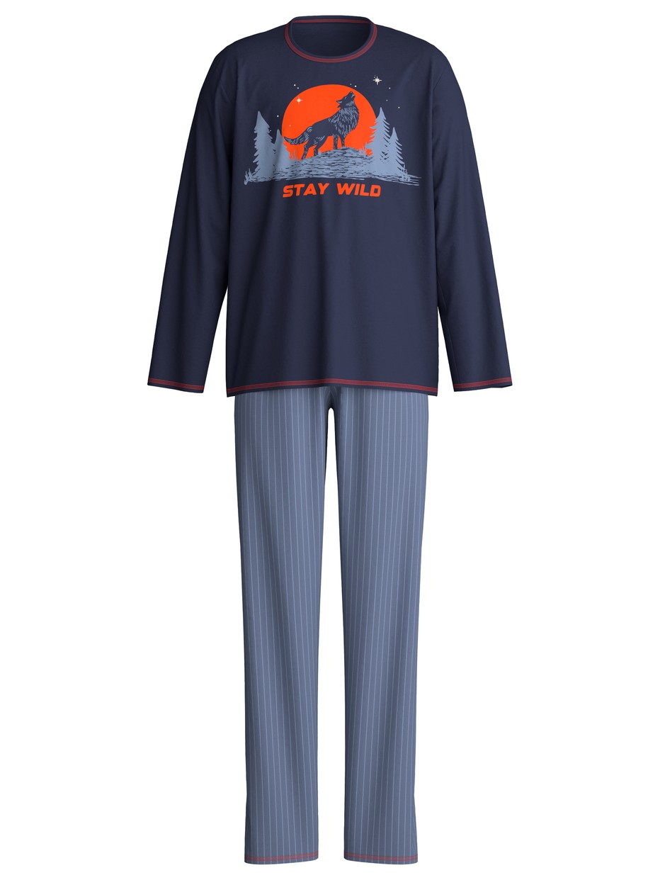 Kinder - Pyjama, lang aus 100% Baumwolle in Blau,  aus Serie Kids Outdoor von CALIDA