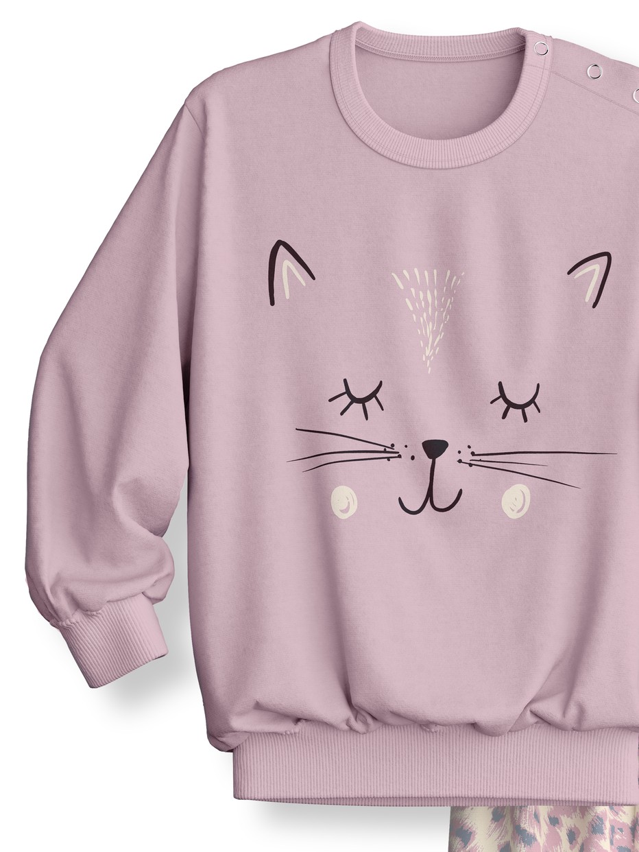 Kinder - Bündchen-Pyjama aus 100% Baumwolle in Violett,  aus Serie Toddlers Cat von CALIDA