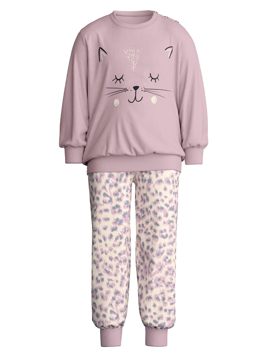 Kinder - Bündchen-Pyjama aus 100% Baumwolle in Violett,  aus Serie Toddlers Cat von CALIDA