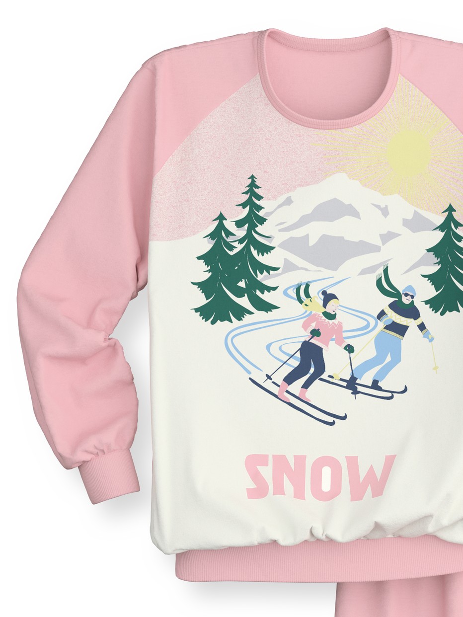 Kids - Pyjama with cuff made of 100% Cotton in Pink, Patterned, from the Kids Ski Resort series by CALIDA