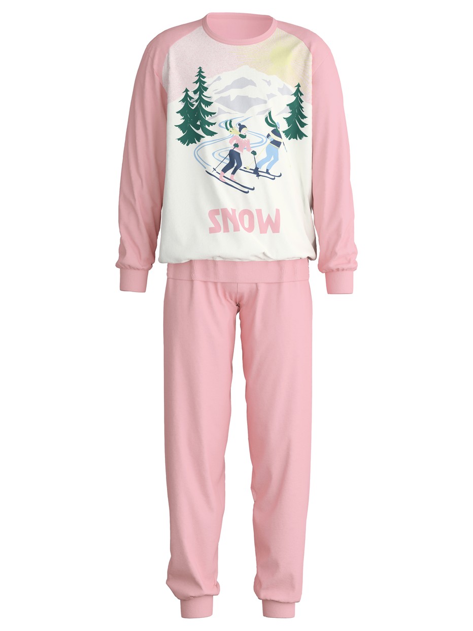 Kids - Pyjama with cuff made of 100% Cotton in Pink, Patterned, from the Kids Ski Resort series by CALIDA