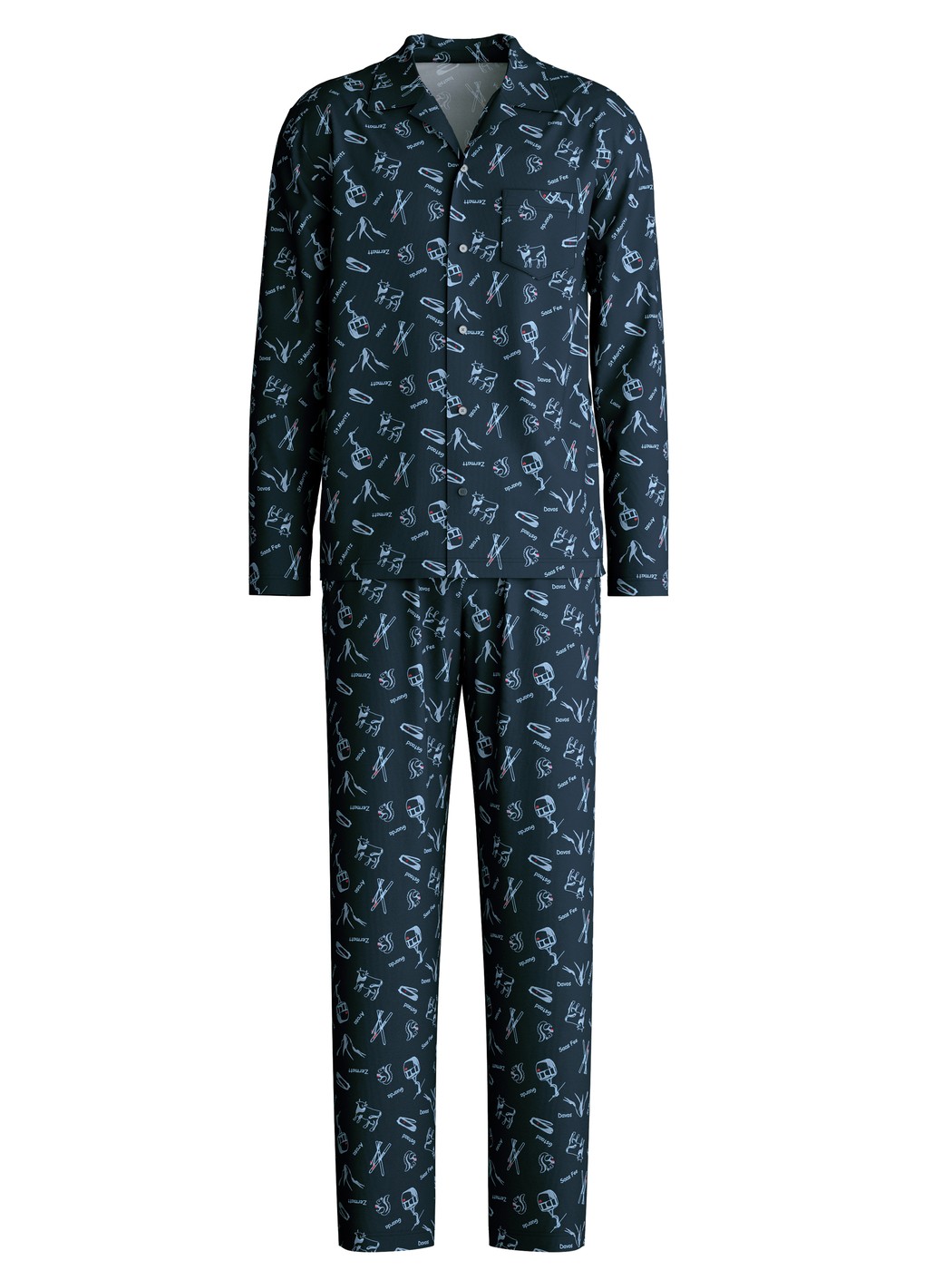 CALIDA Pigiama Uomo Relax Imprint 2 Pezzi, Cotone Morbido, Blu Scuro - 2