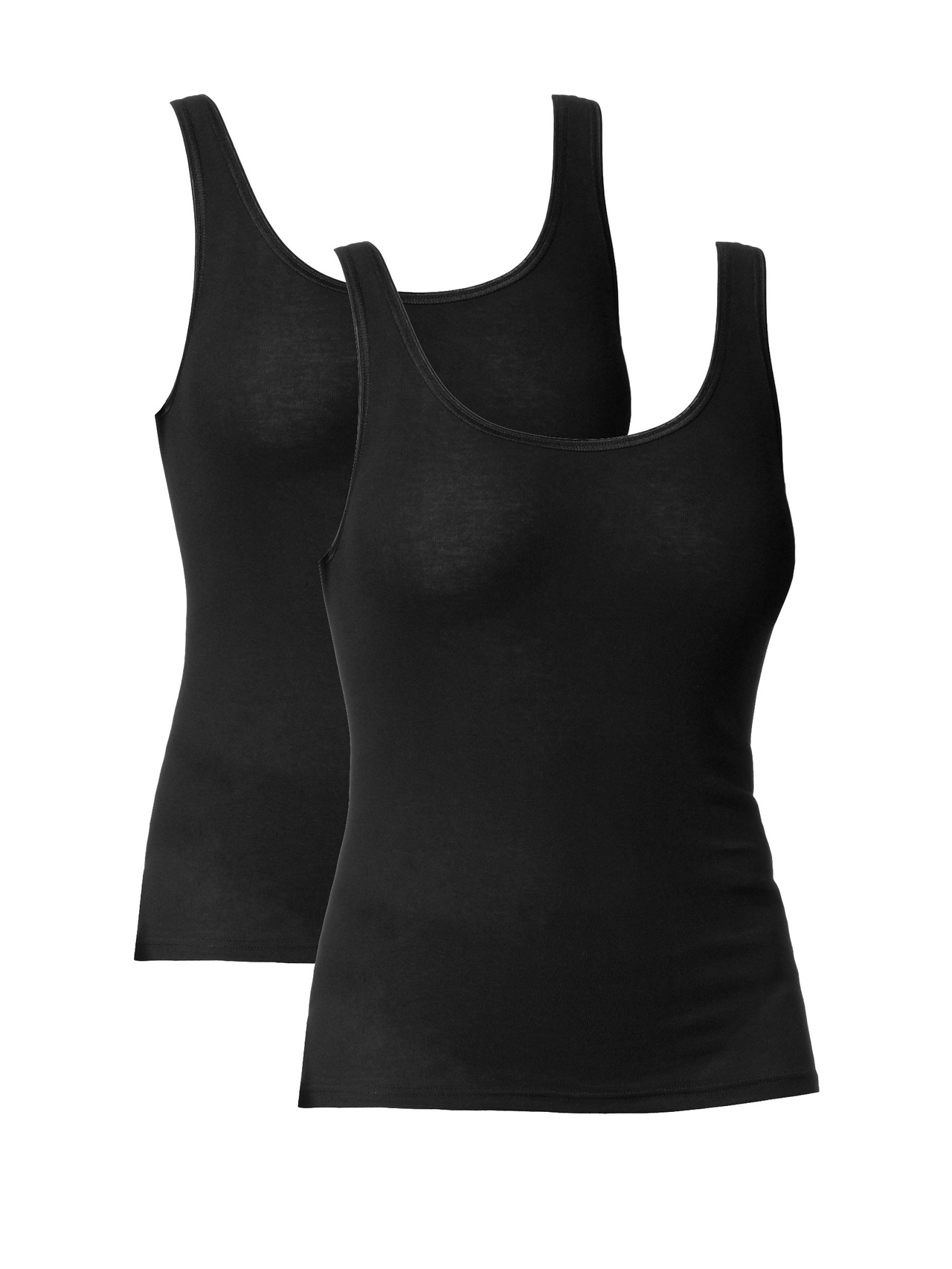 CALIDA Classic Tank-Top, 2er-Packfür Damen, L, Schwarz, Praktischer Doppelpack