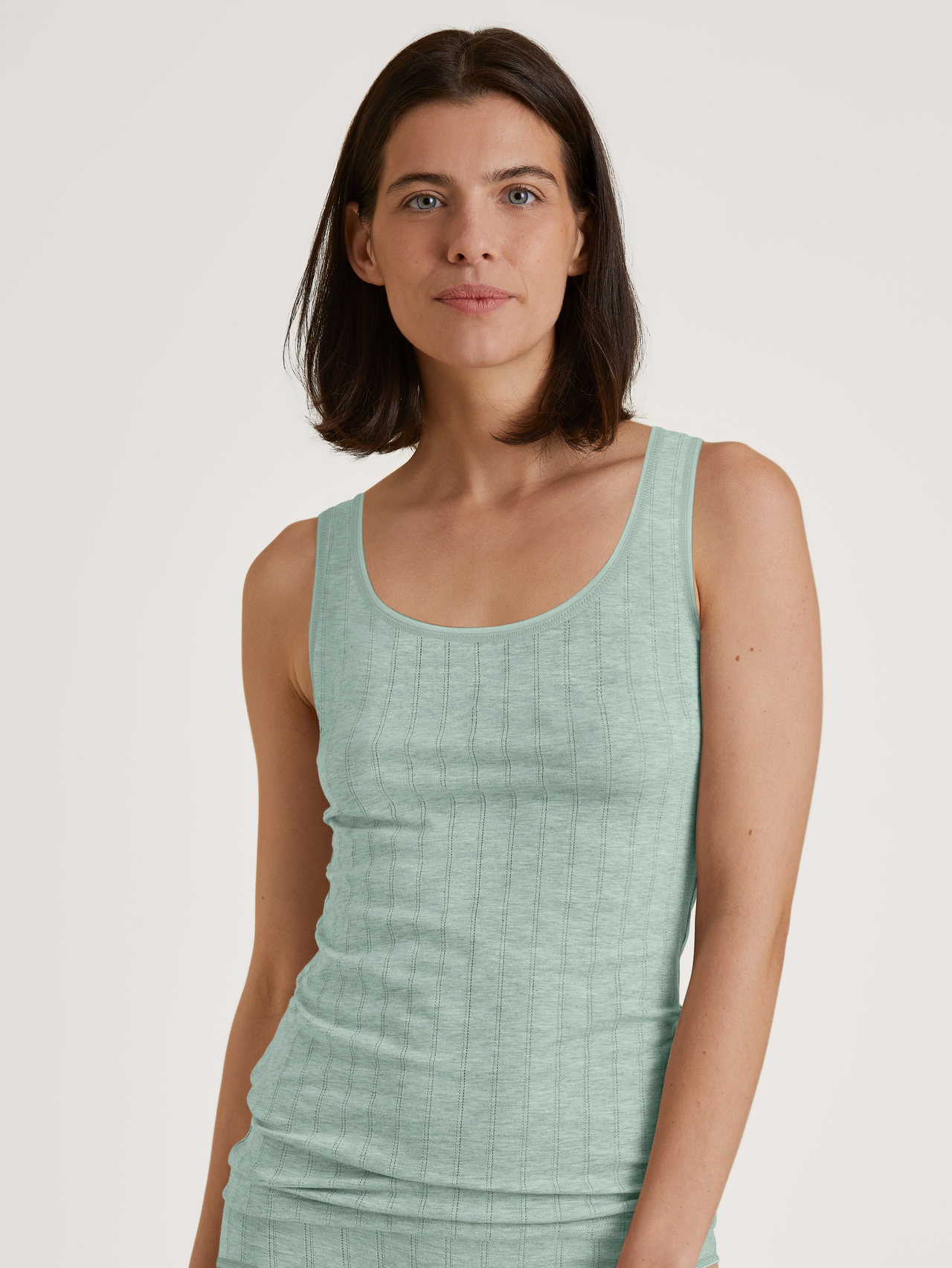 CALIDA Etude Xtra Tank-Topfür Damen, XS, Grün, Liaison aus bester Baumwolle und verspielter Spitze