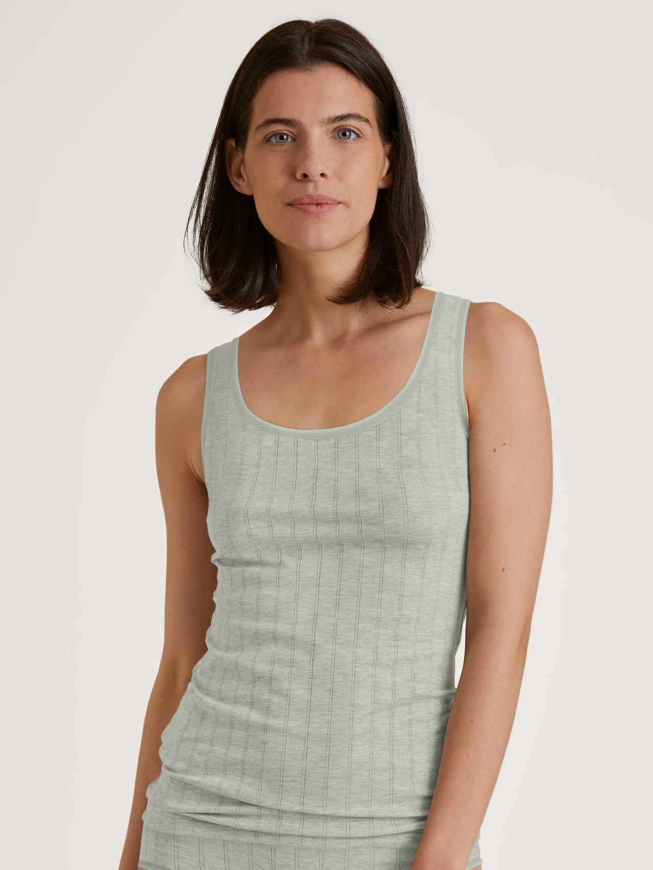 CALIDA Etude Xtra Tank-Topfür Damen, S, Grau, Liaison aus bester Baumwolle und verspielter Spitze