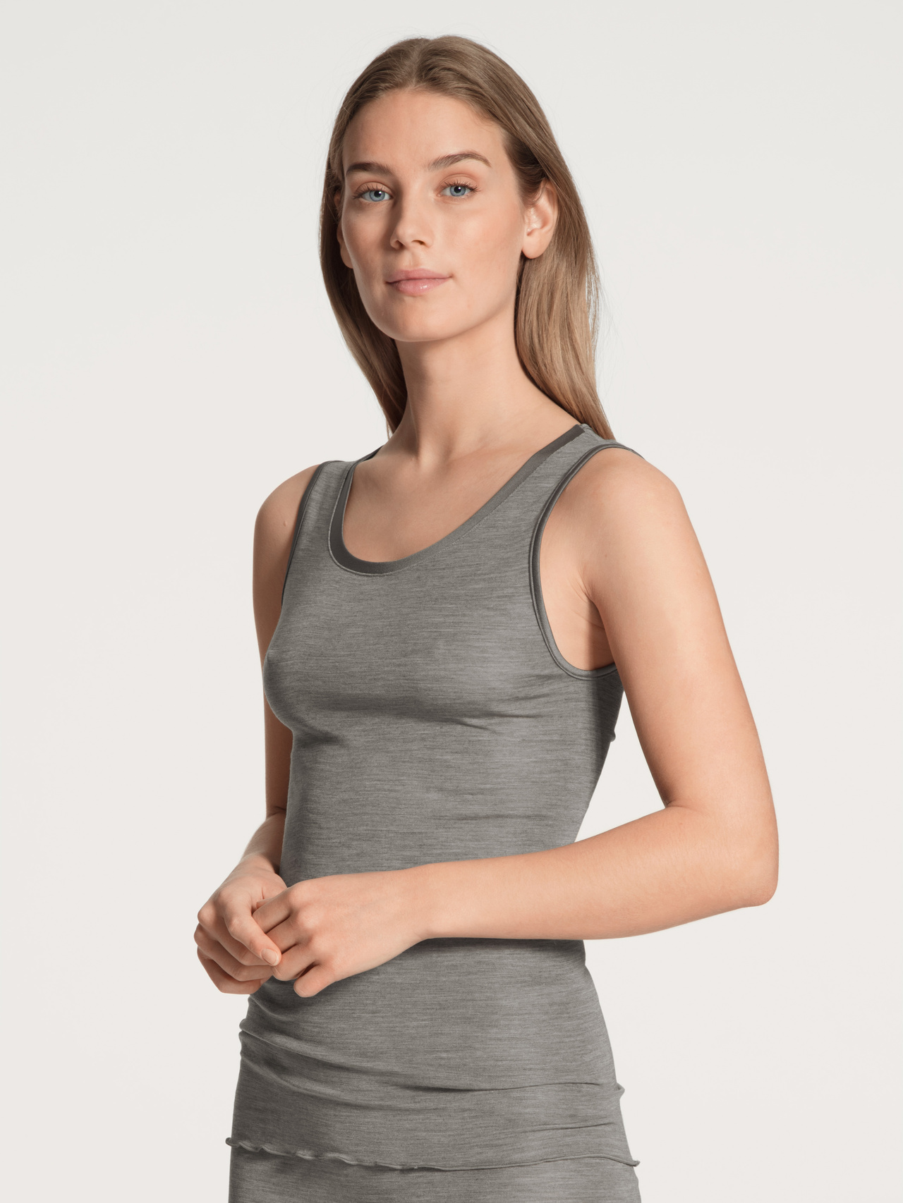 CALIDA True Confidence Tank-Top aus Wolle-Seidefür Damen, XS, Grau, Ein Tagtraum aus wärmender Wolle und wertvoller Seide