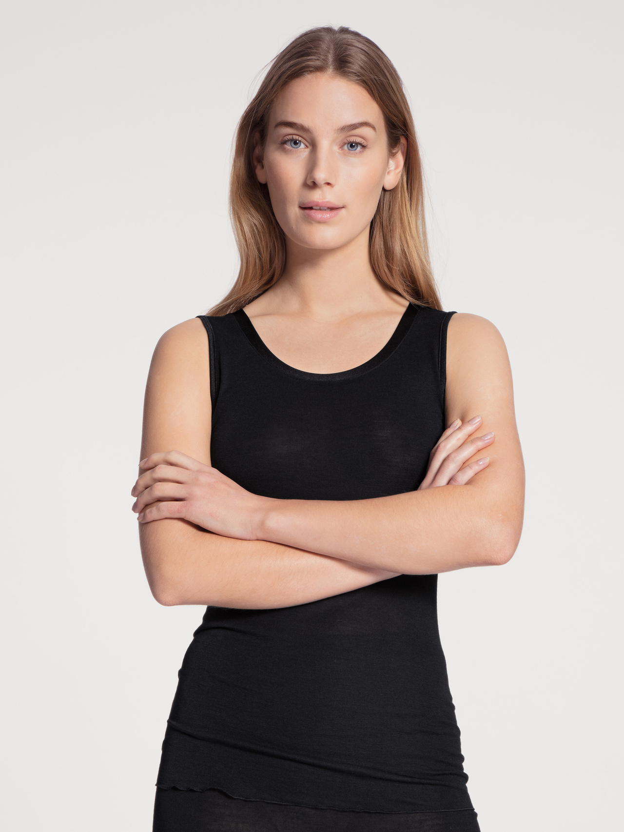 CALIDA True Confidence Tank-Top aus Wolle-Seidefür Damen, L, Schwarz, Ein Tagtraum aus wärmender Wolle und wertvoller Seide