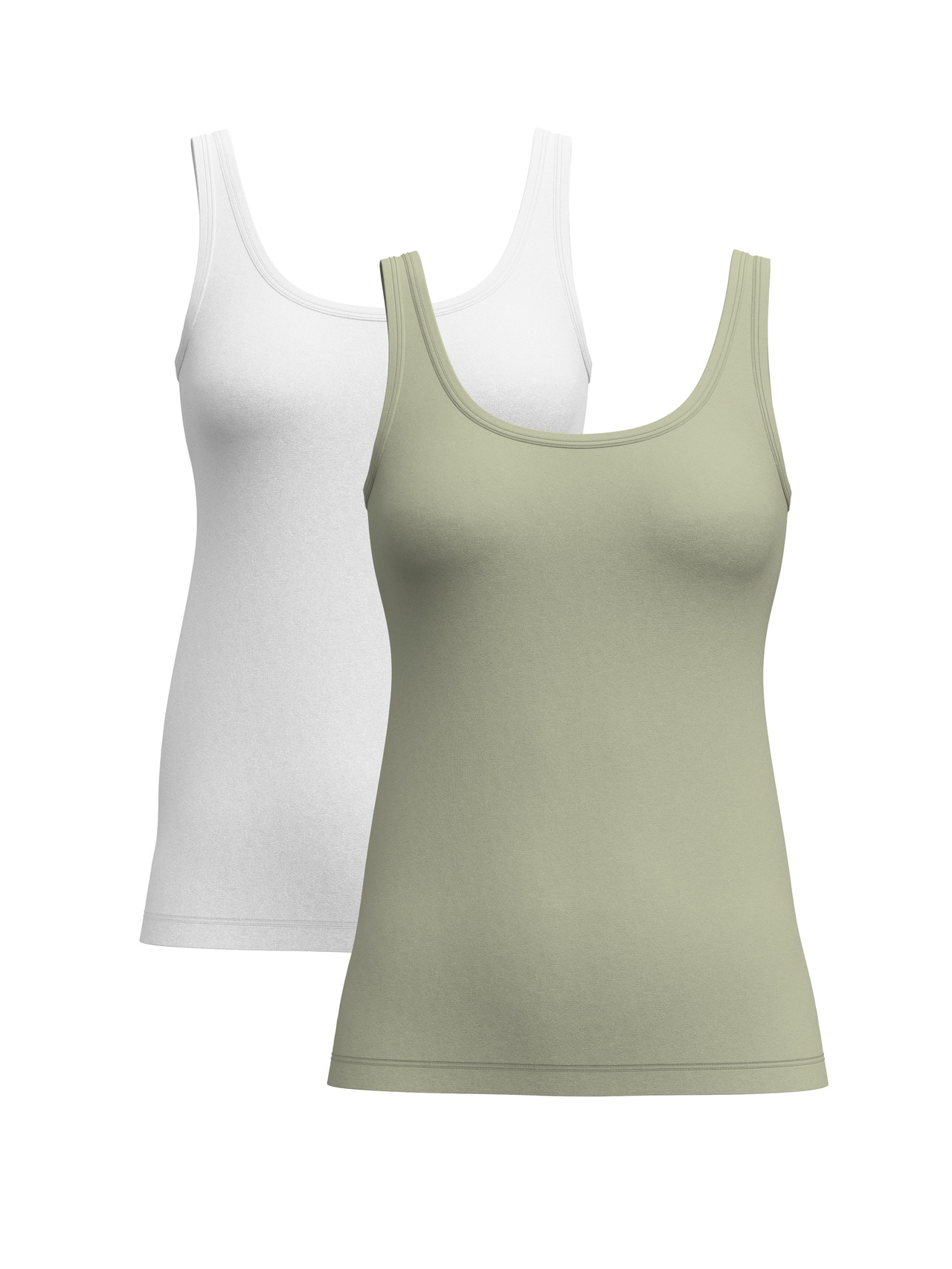 CALIDA Benefit Women Spec. Tank-Top, 2er-Packfür Damen, XS, Grün, Wohlgefühl im Doppelpack