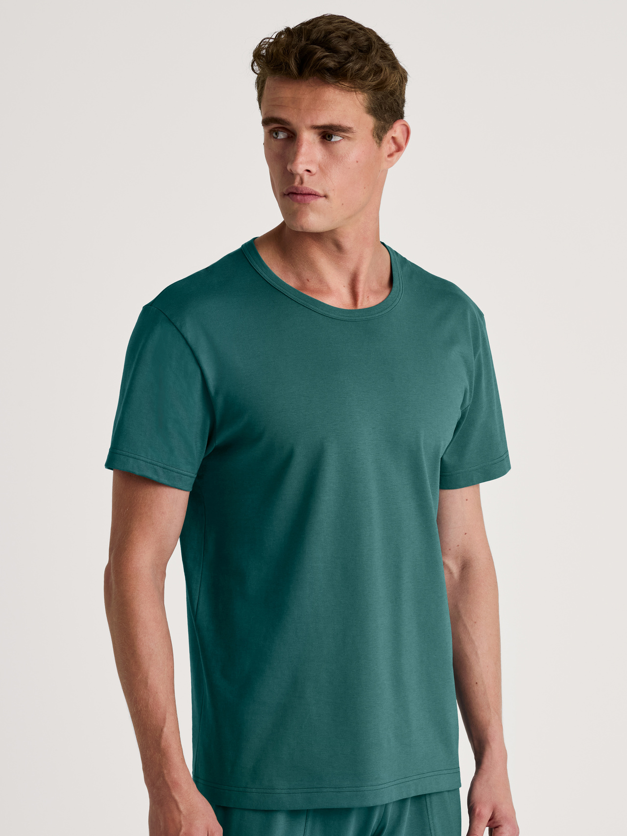 CALIDA RMX Sleep Weekend Kurzarm-Shirtfür Herren, S, Grün, Mit Mix & Match zum persönlichem Wohlfühloutfit