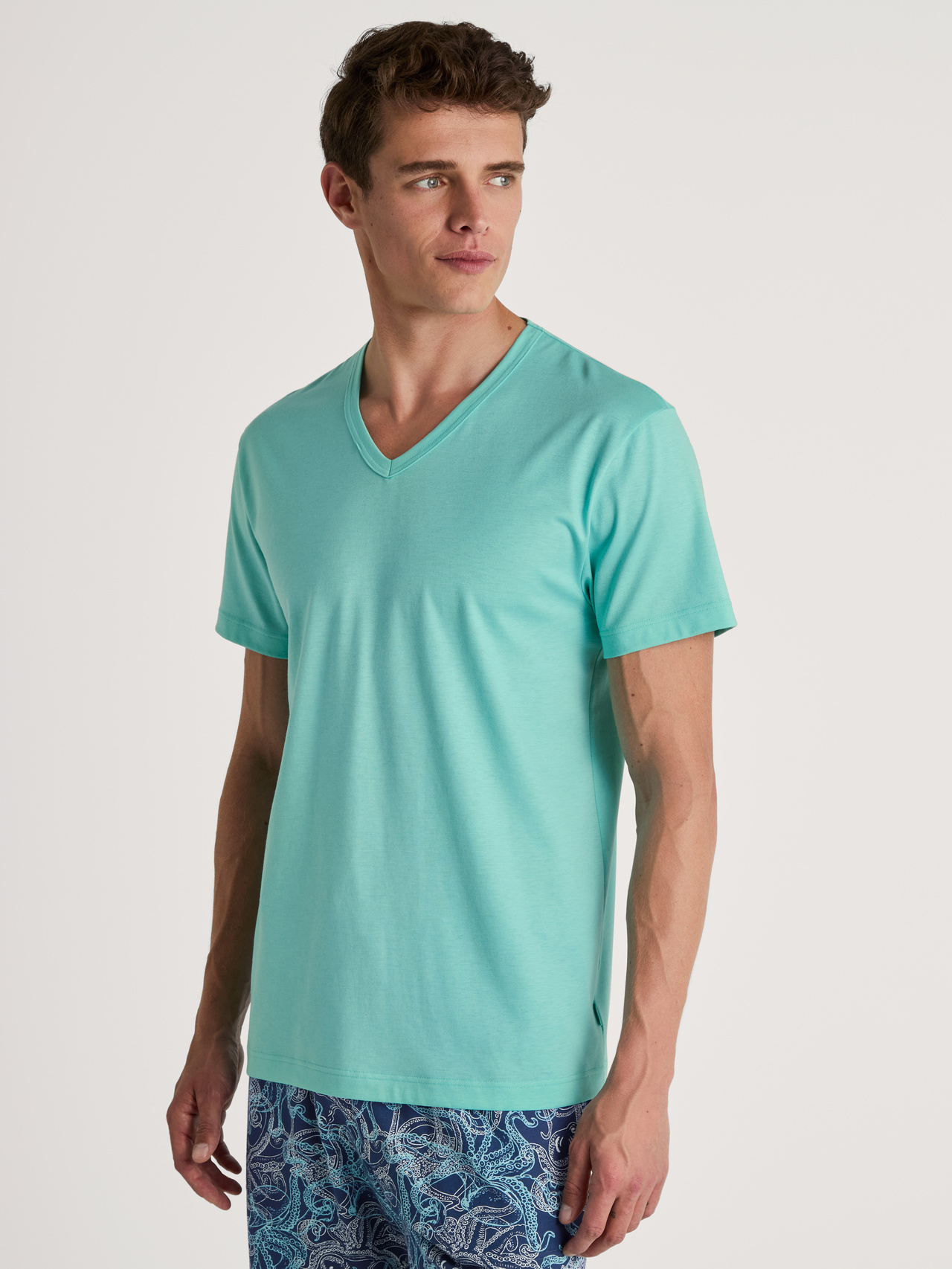 CALIDA RMX Sleep Time off Kurzarm-Shirtfür Herren, XXL, Türkis, Mit Mix & Match zum persönlichem Wohlfühloutfit