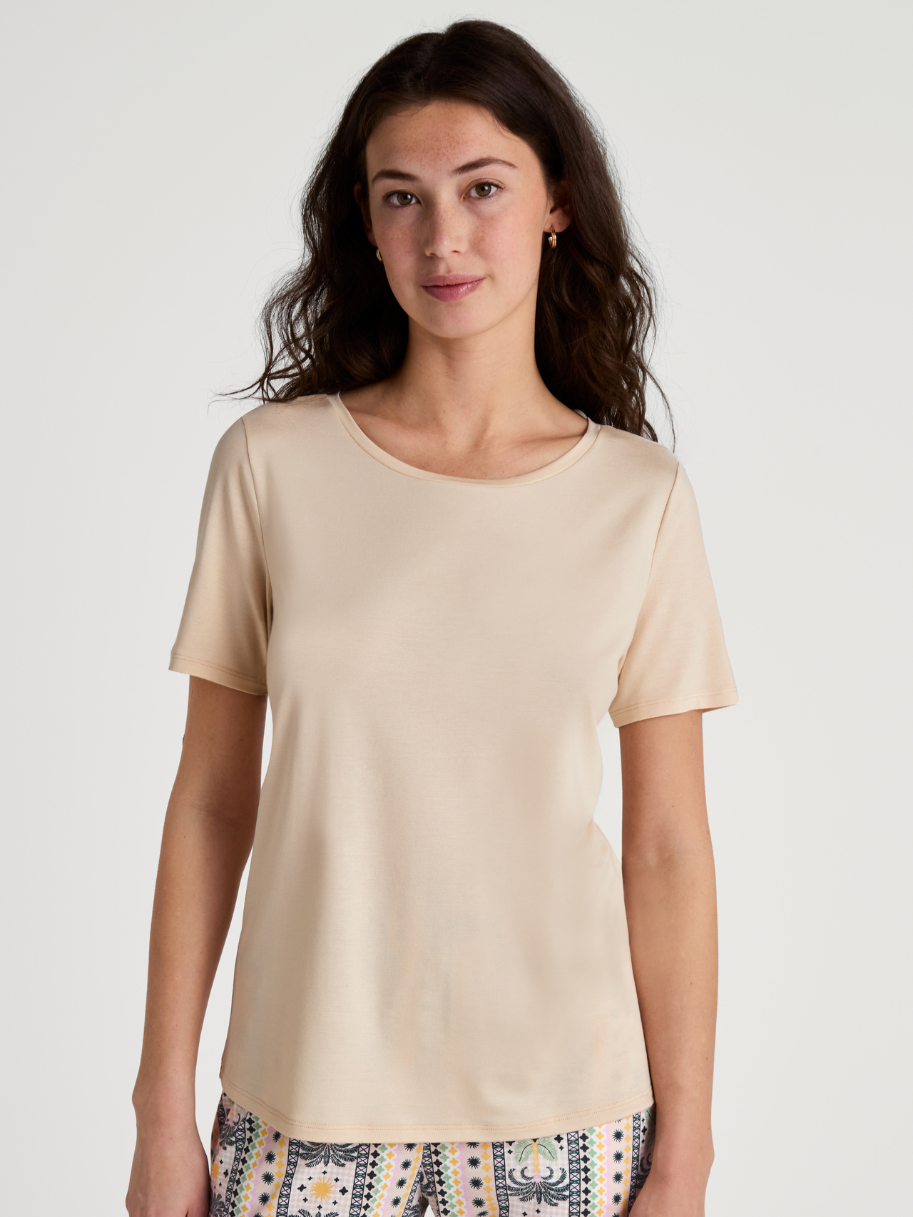 CALIDA Favourites Sun Kurzarm-Shirtfür Damen, M, Beige, Mit Mix & Match zum sommerlichen Lieblingsoutfit