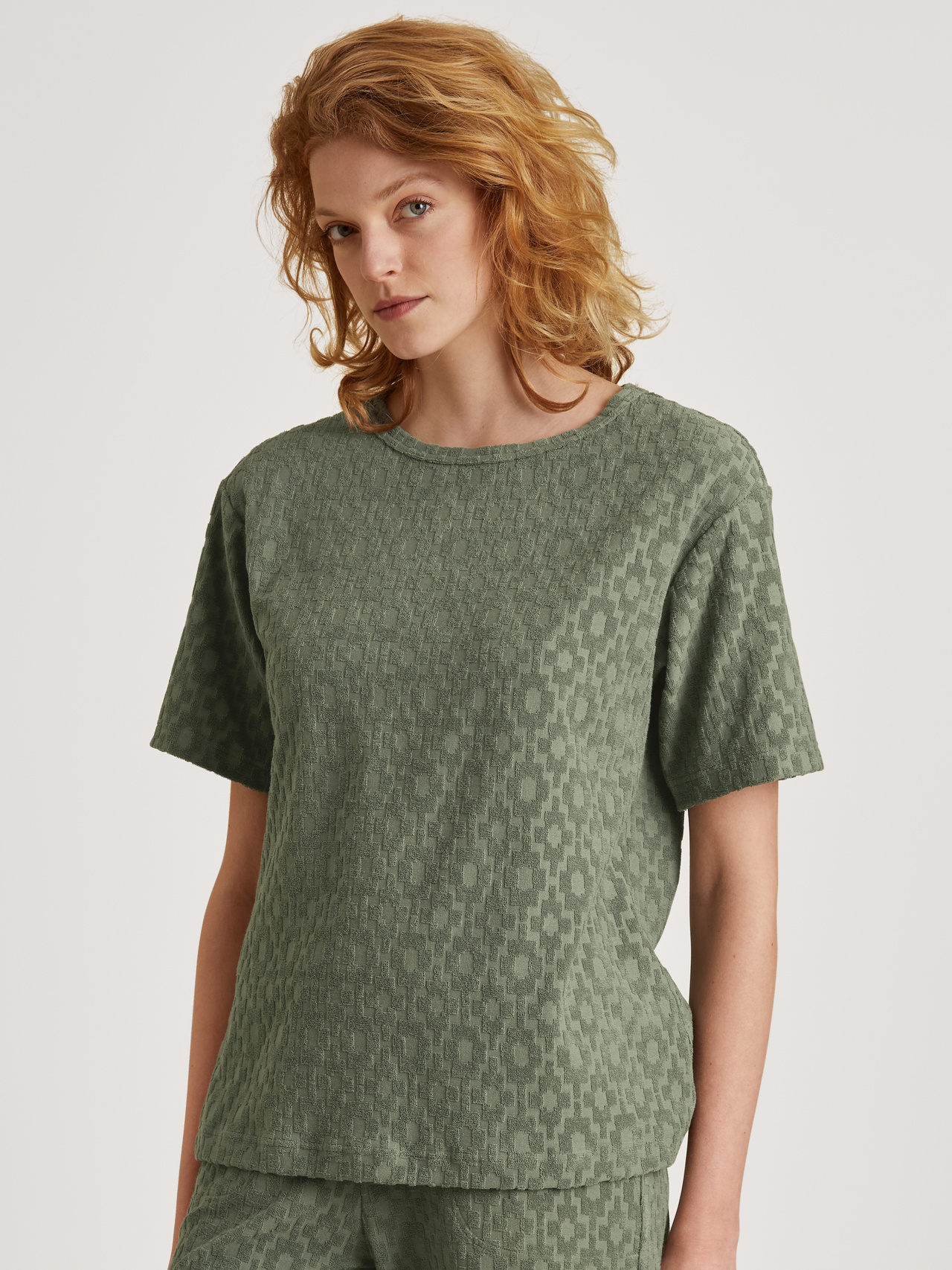 CALIDA Lounge Healing Kurzarm-Shirtfür Damen, S, Grün, Couch-to-Beach