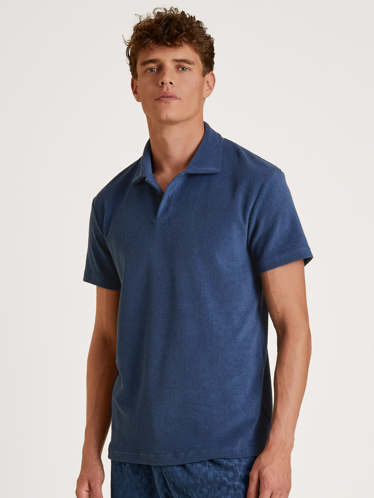 CALIDA RMX Lounge Holiday Polo-Shirtfür Herren, S, Blau, Lounge it