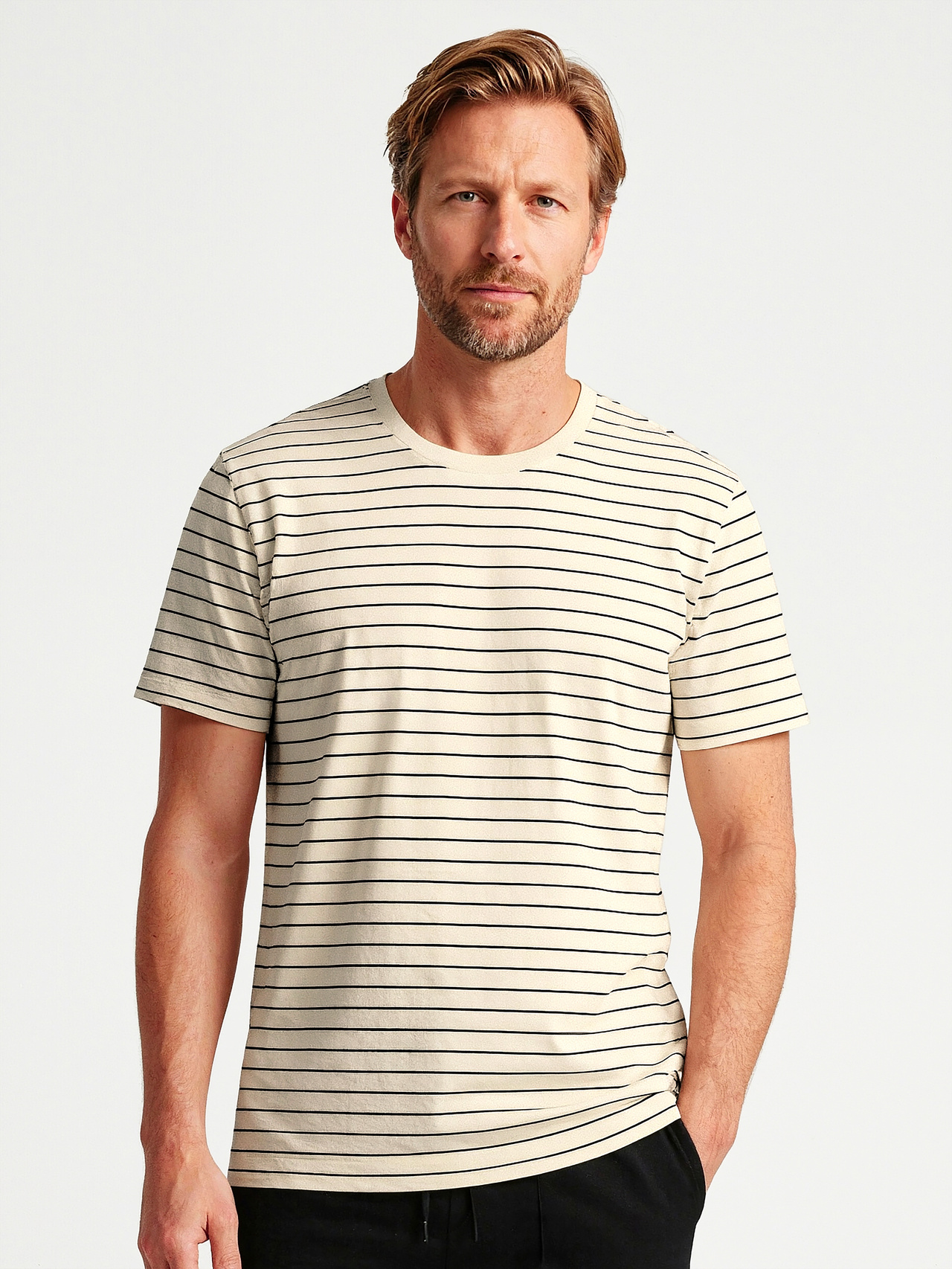 CALIDA RMX Lounge Lecce Kurzarm-Shirtfür Herren, L, Schwarz,Beige, Feiner Single-Jersey für ein angenehm leichtes Tragegefühl