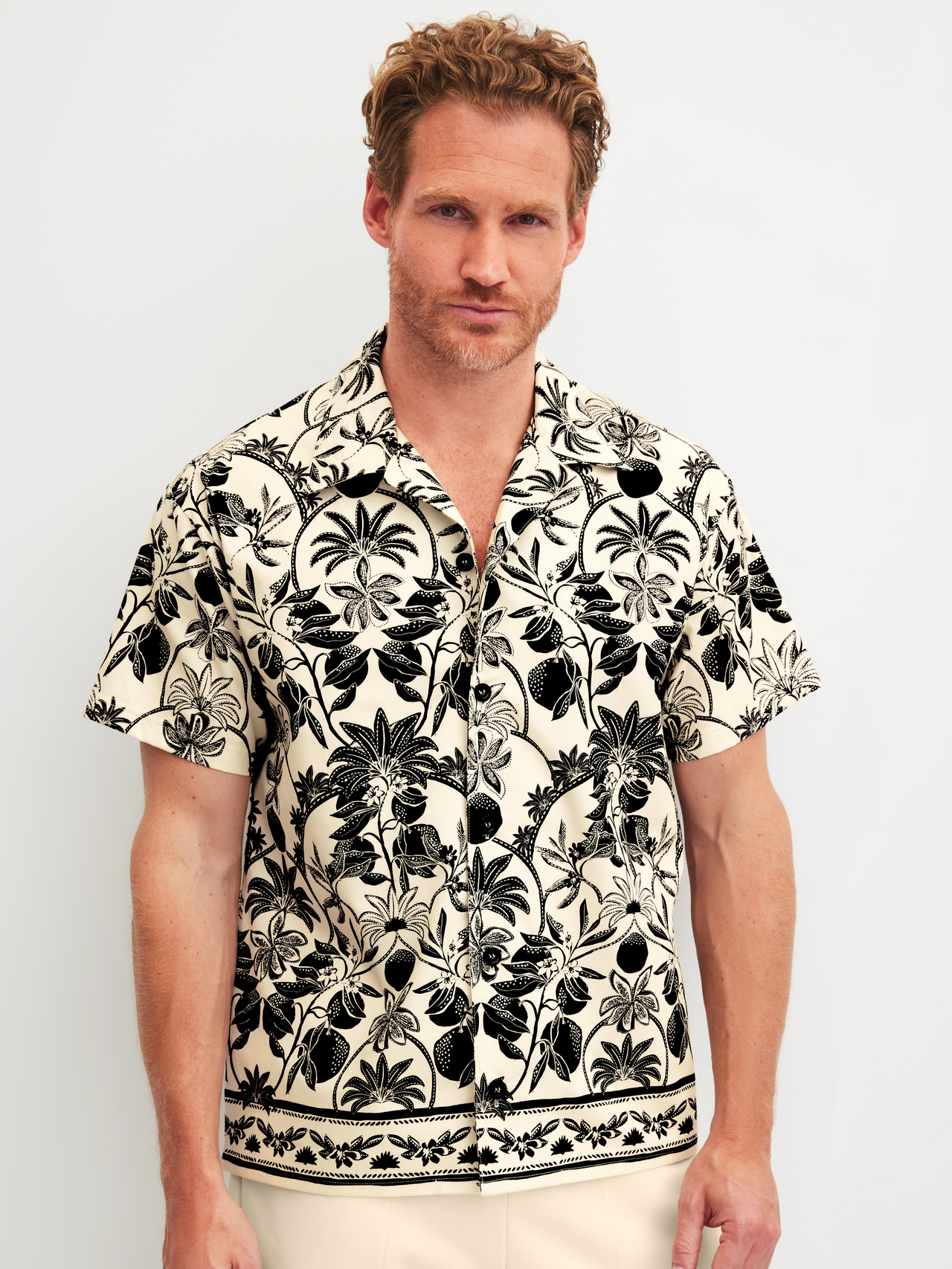 CALIDA RMX Lounge Lecce Kurzes Hemd mit Knopfleistefür Herren, XXL, Schwarz,Beige,