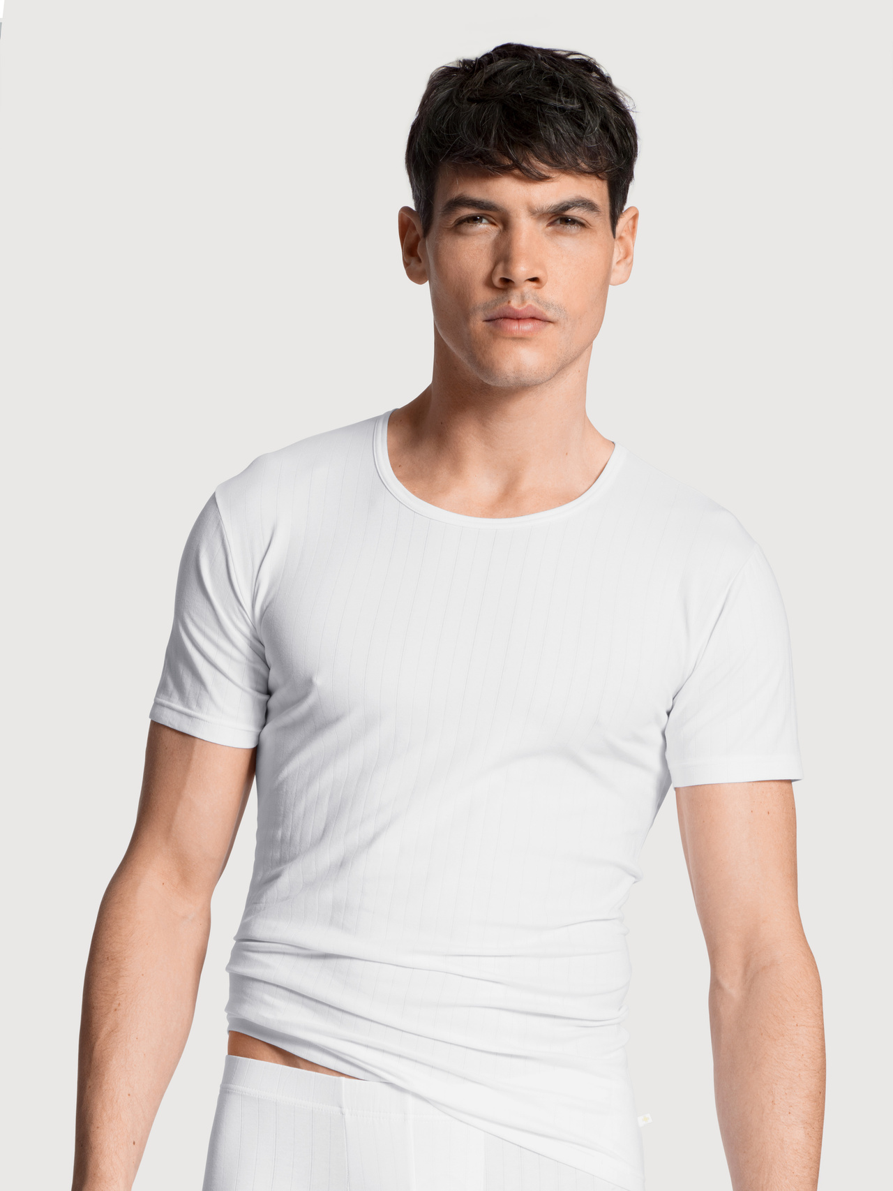 CALIDA Pure & Style T-Shirt, Rundhalsfür Herren, S, Weiß, Klimaanlage für darunter