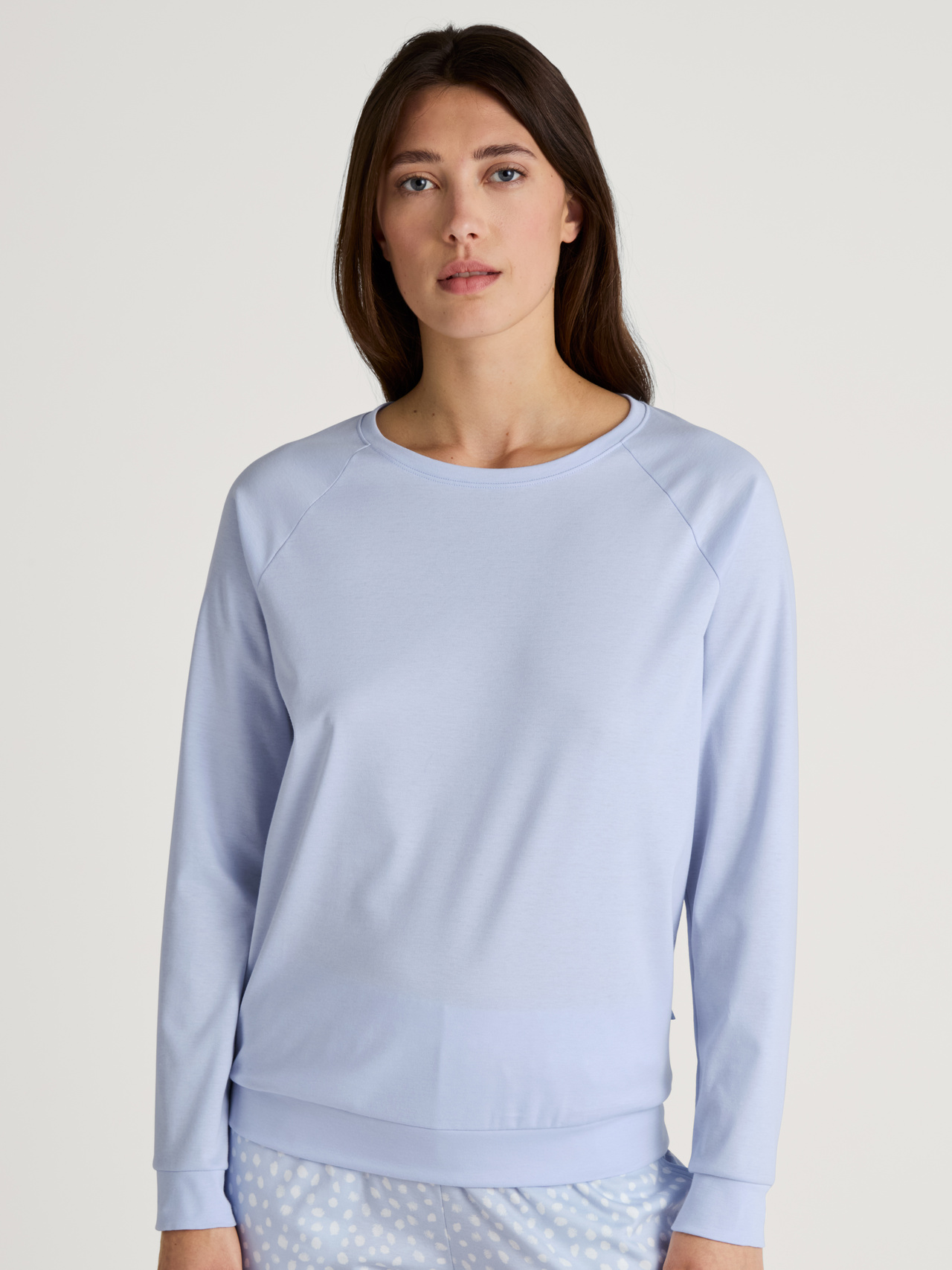 CALIDA Favourites Sleep Langarm-Shirt mit Raglanärmelnfür Damen, XS, Blau, Mit Mix & Match zu Wohlfühlmomenten
