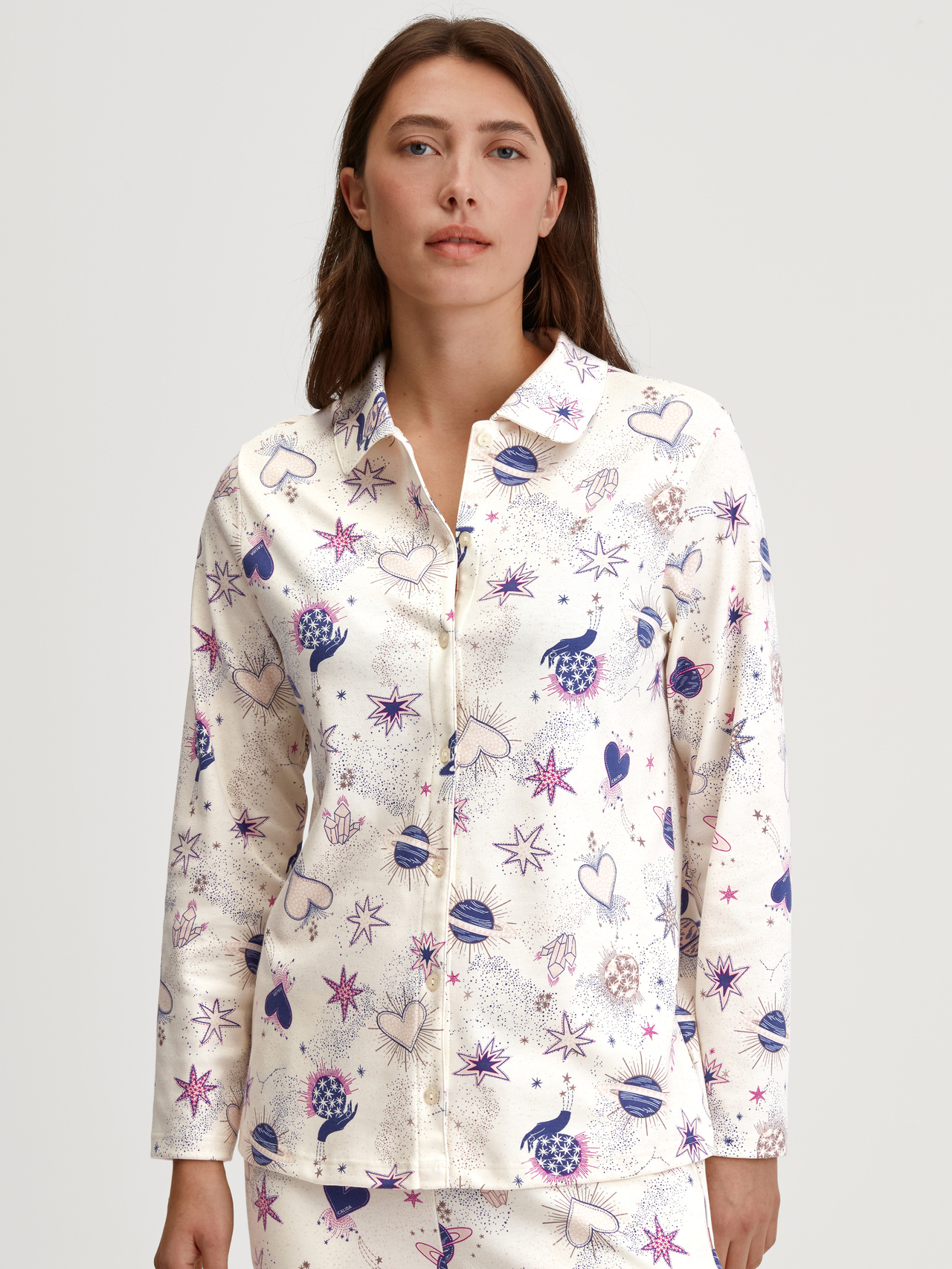 CALIDA Favourites Universe Langarm-Shirt mit Knöpfenfür Damen, L, Beige,