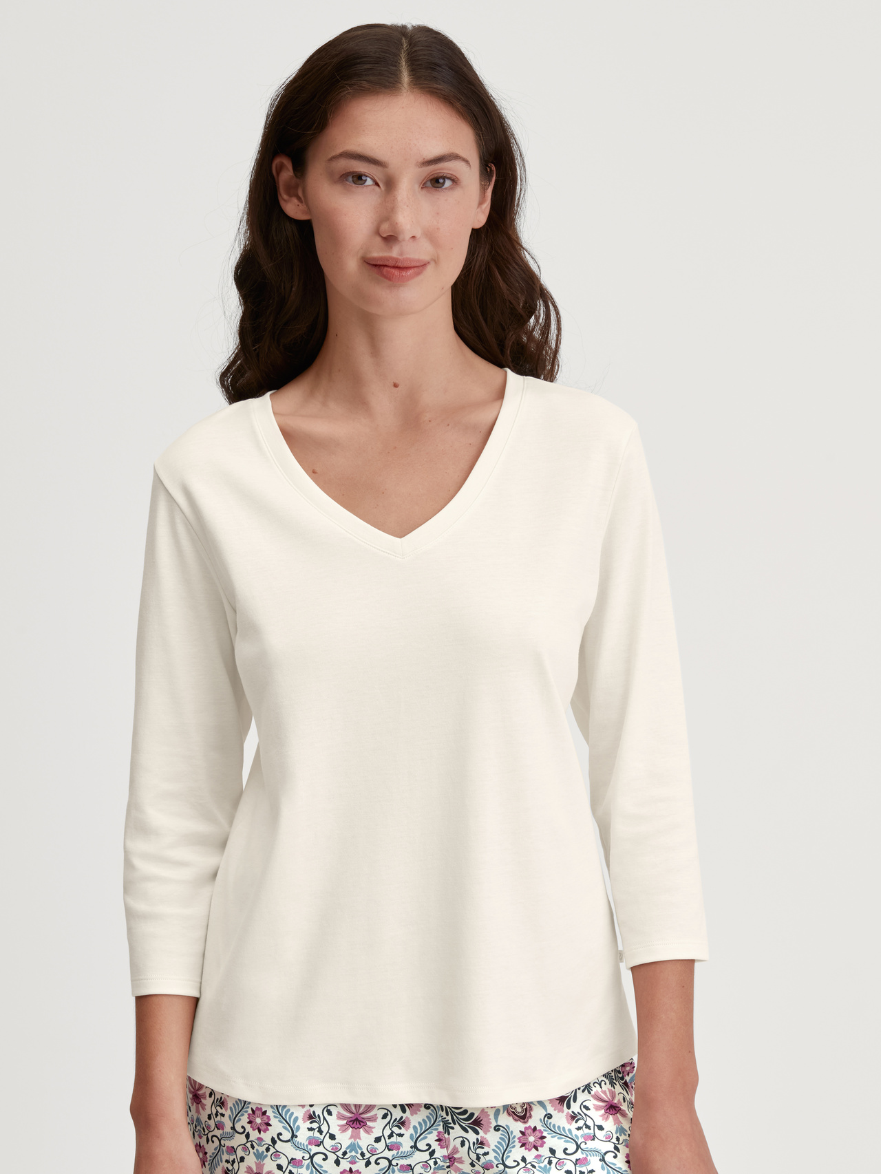 CALIDA Favourites Botanic Shirt mit 3/4-Armfür Damen, M, Beige,