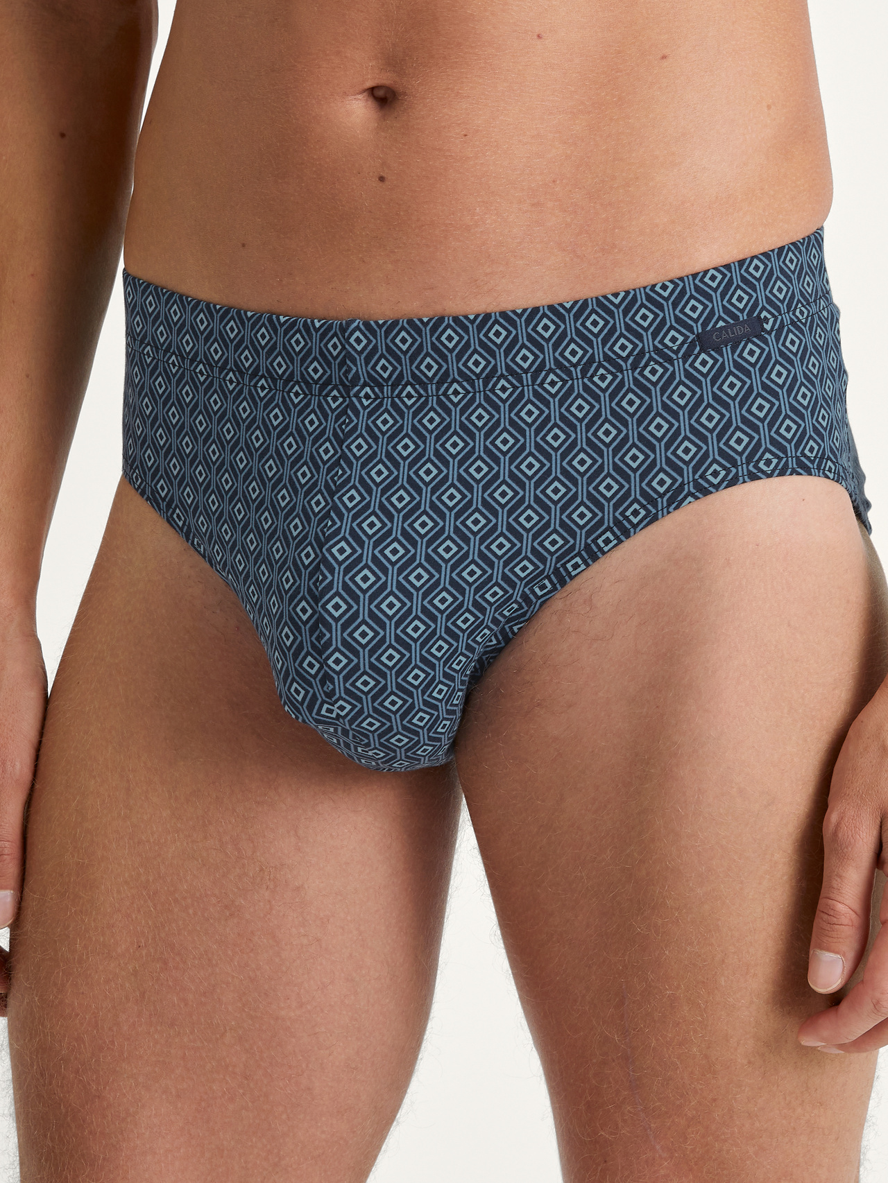 CALIDA Grafic Cotton Slipfür Herren, S, Blau, Natürlich atmungsaktiv und hautsympathisch