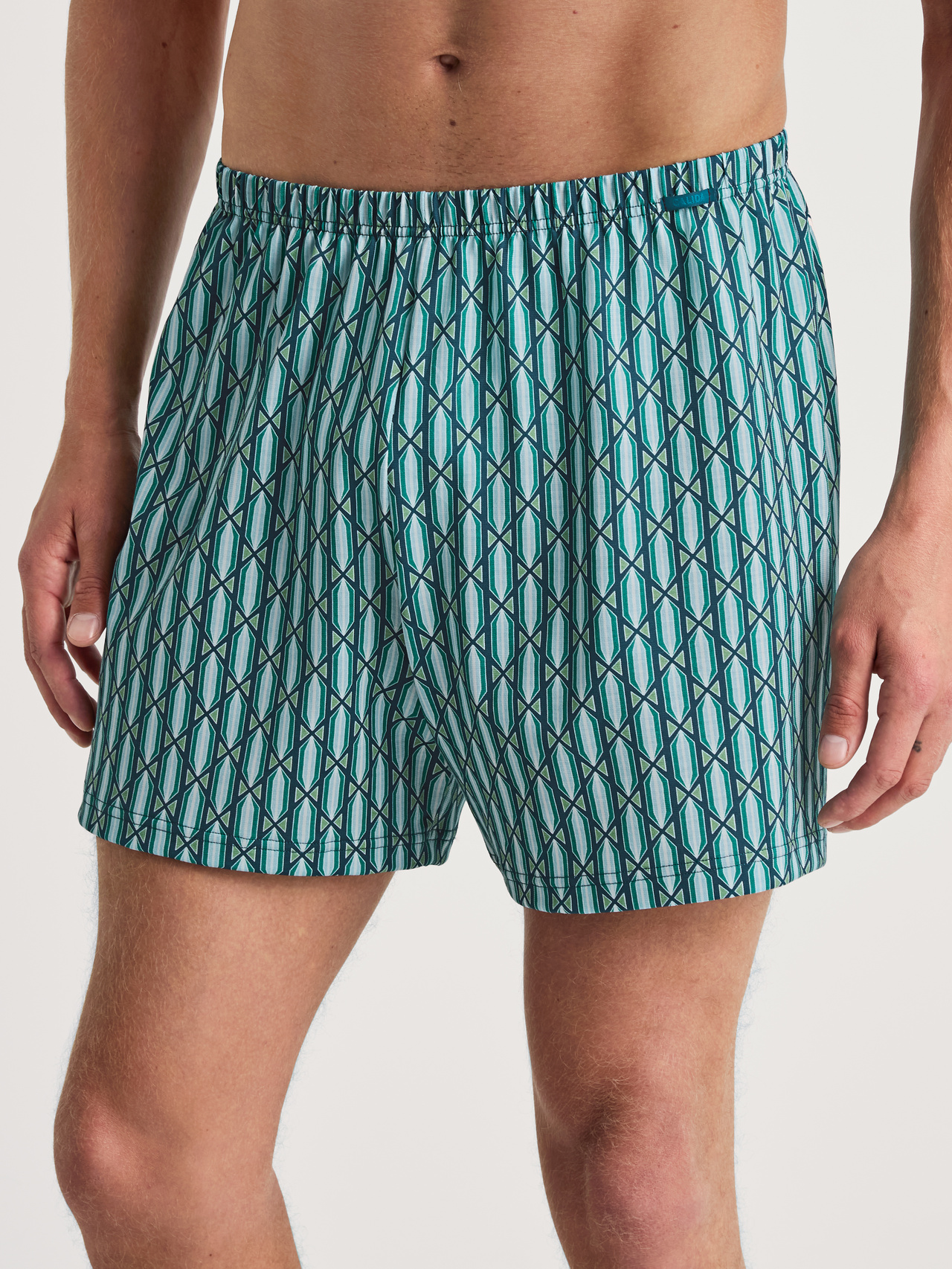 CALIDA Prints Jersey-Boxershorts ohne Eingrifffür Herren, S, Türkis, Toller Kombinationspartner aus reiner Baumwolle!