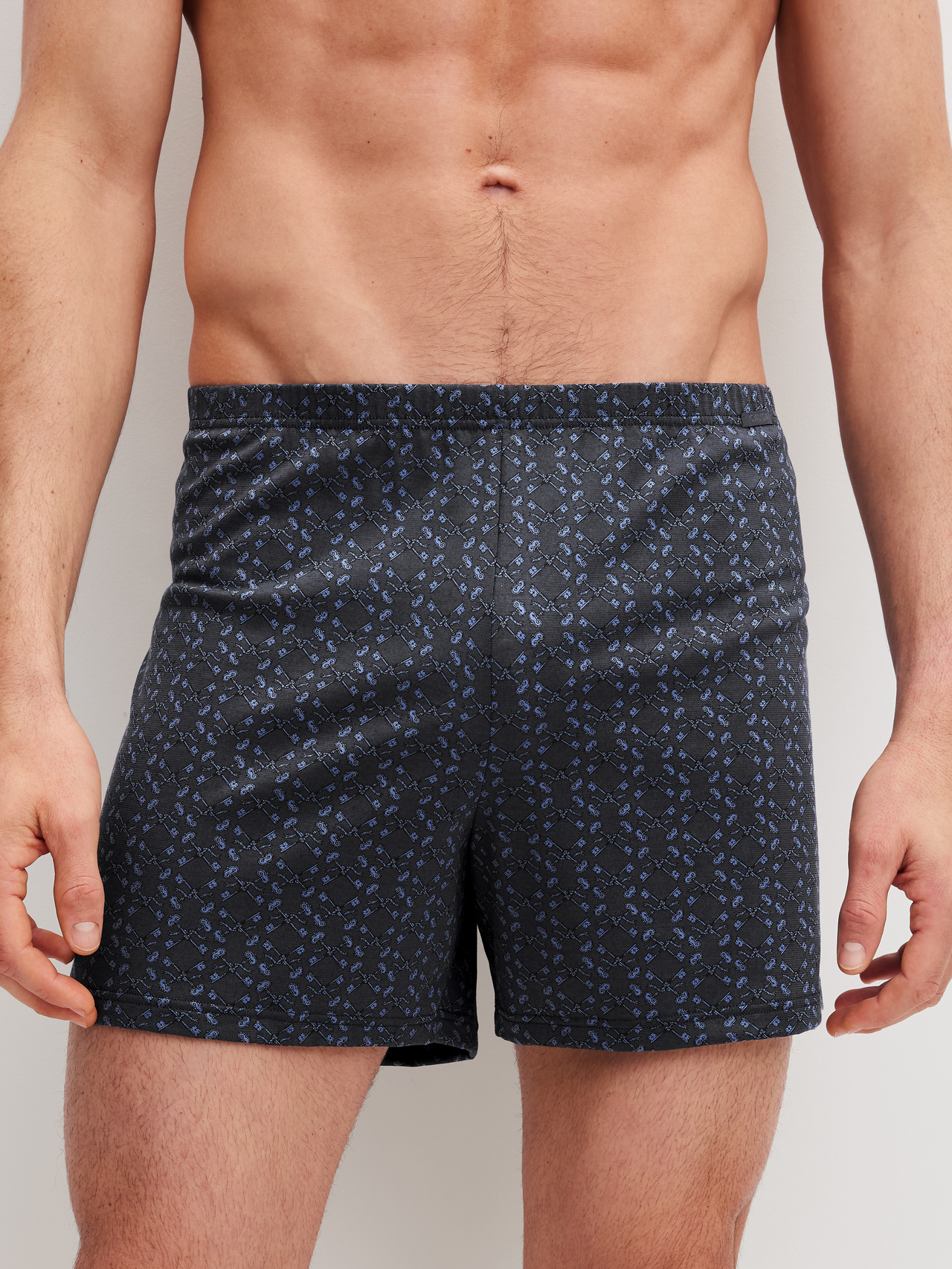 CALIDA Prints Jersey-Boxershorts ohne Eingrifffür Herren, L, Grau, Toller Kombinationspartner aus reiner Baumwolle!
