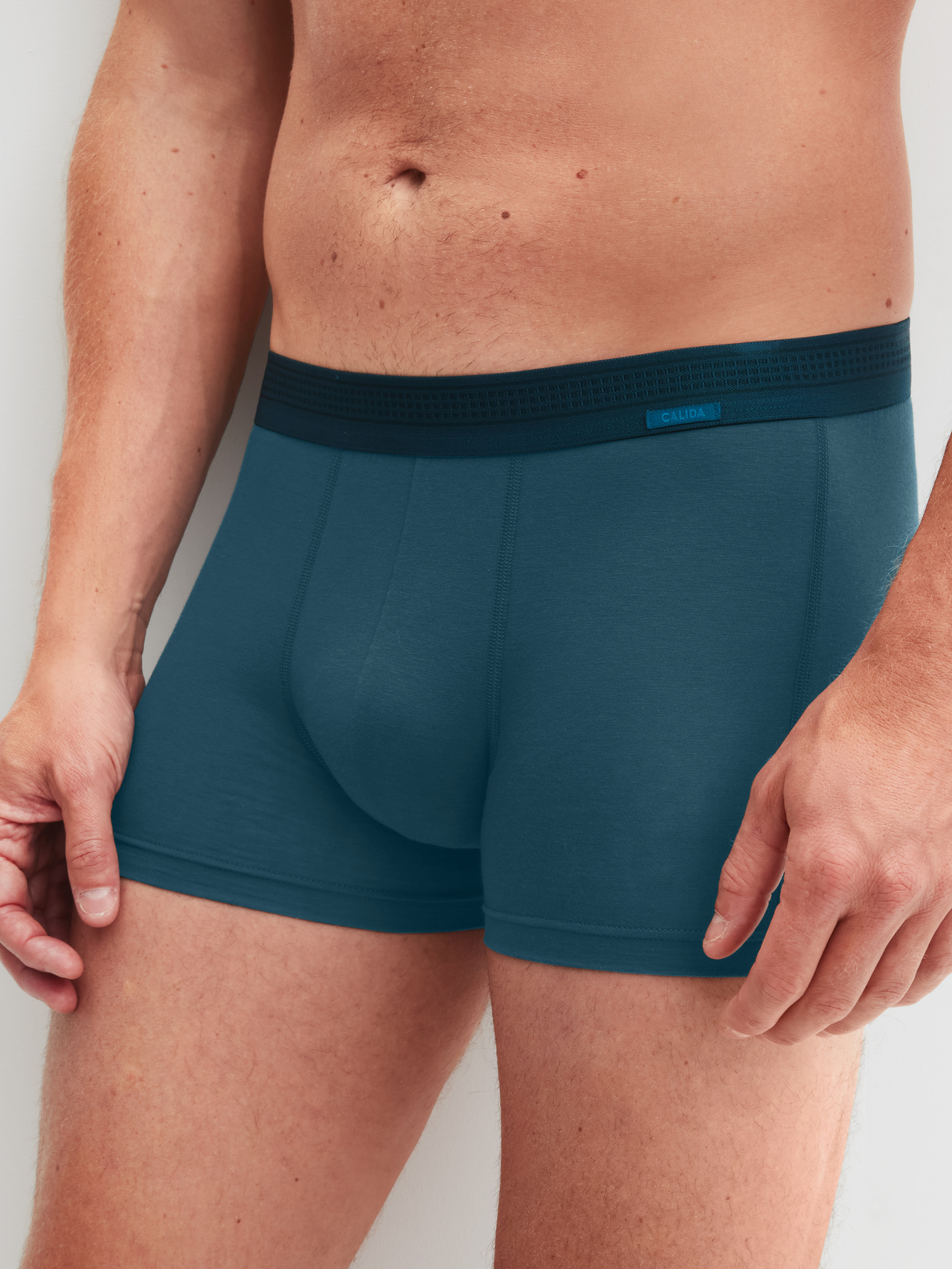 CALIDA Focus Boxer Brief mit Softbundfür Herren, L, Türkis, Der perfekte Material-Mix, supersoft und funktional