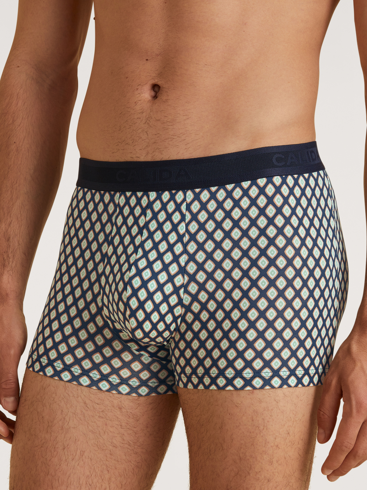 CALIDA Grafic Cotton Boxer Brief mit Softgummibundfür Herren, M, Blau, Mit maskulinen Akzenten