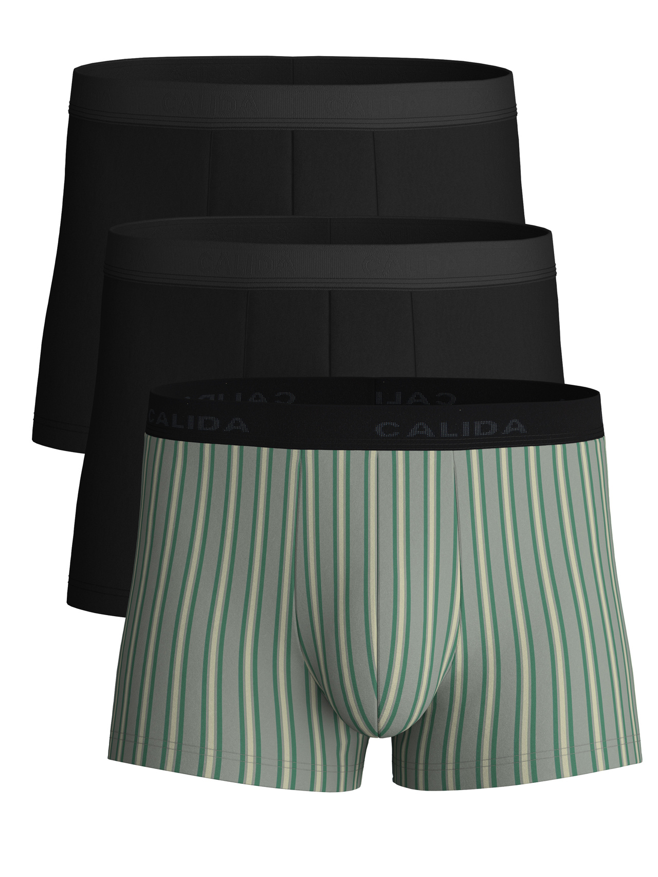 CALIDA Natural Benefit Boxer Brief, 3er-Packfür Herren, XXL, Grün, Markante Silhouette mit präziser Passform und moderner Note