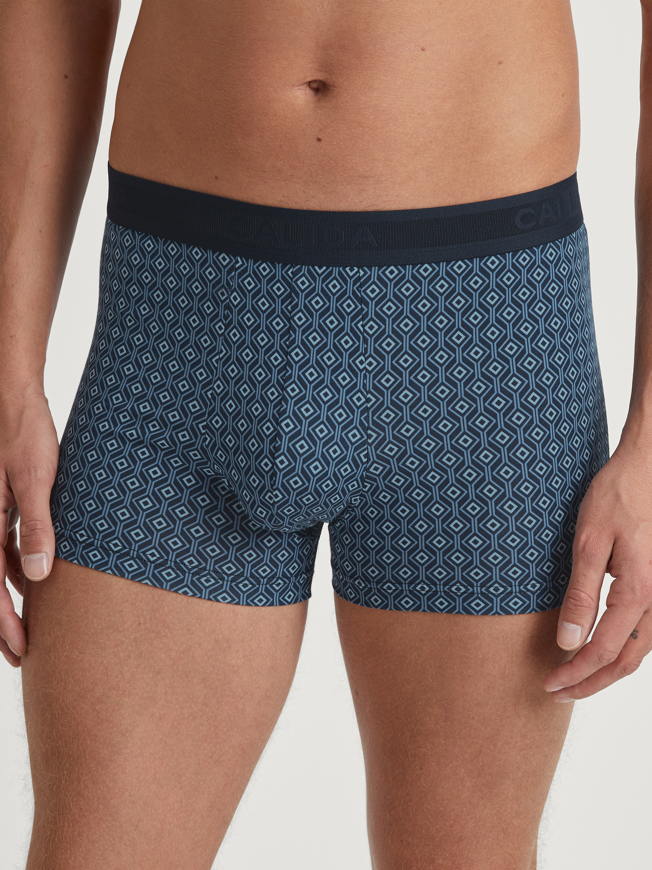 CALIDA Grafic Cotton Boxer Brief mit Softgummibundfür Herren, S, Blau, Natürlich atmungsaktiv und hautsympathisch