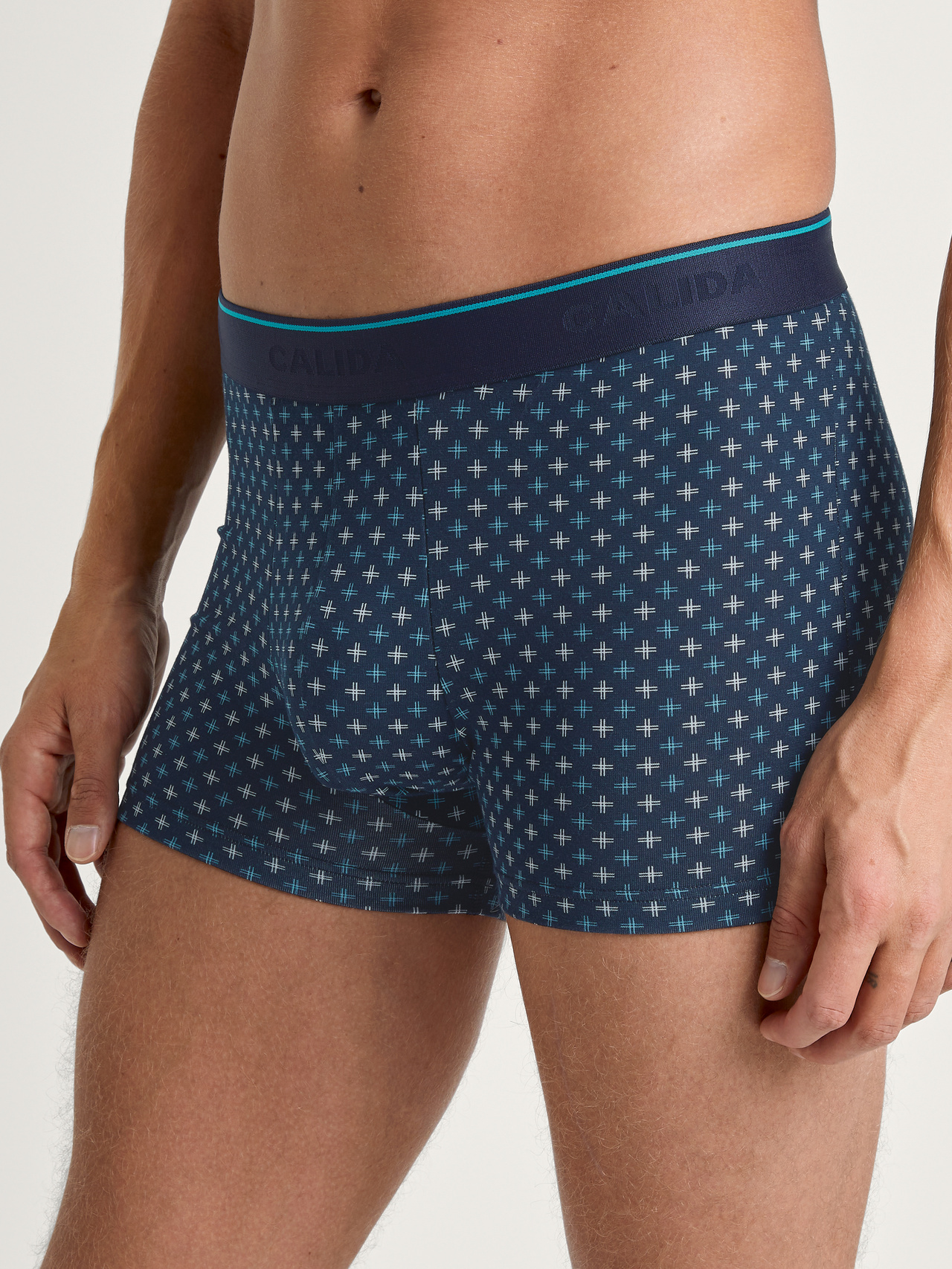 CALIDA Cotton Stretch Boxer Brief mit Softbundfür Herren, S, Blau, Boxer Brief in verschiedenen Muster-Varianten