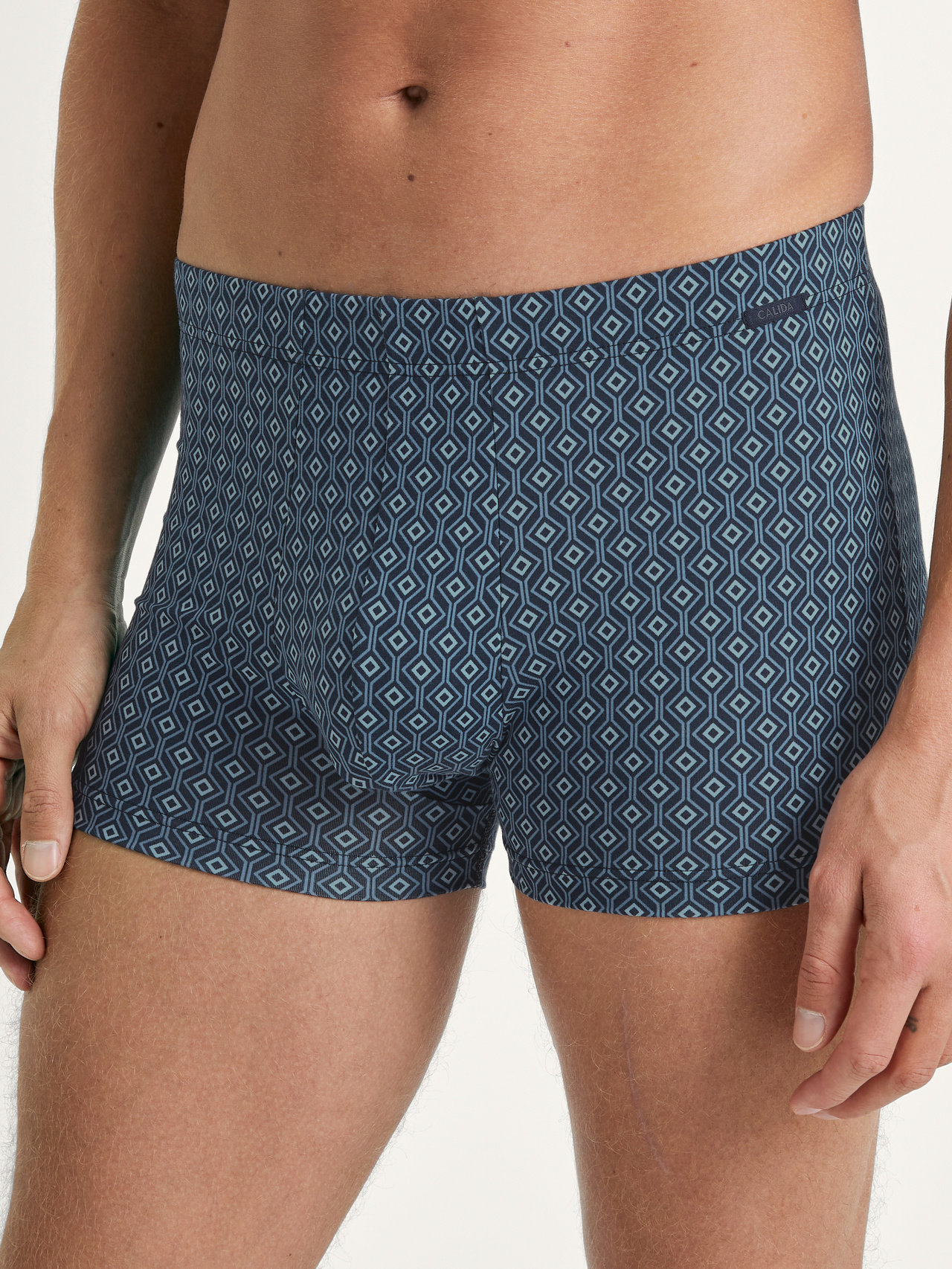 CALIDA Grafic Cotton Boxer Brieffür Herren, S, Blau, Natürlich atmungsaktiv und hautsympathisch