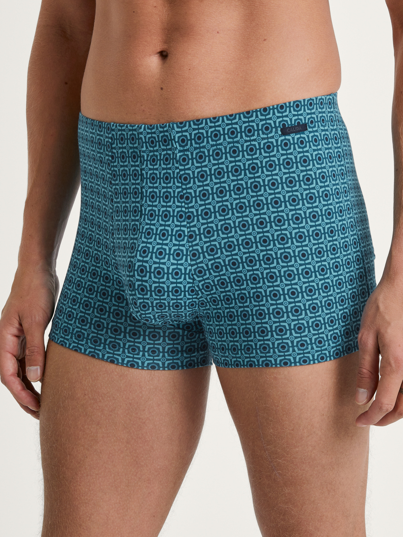 CALIDA Grafic Cotton Boxer Brieffür Herren, M, Türkis, Natürlich atmungsaktiv und hautsympathisch