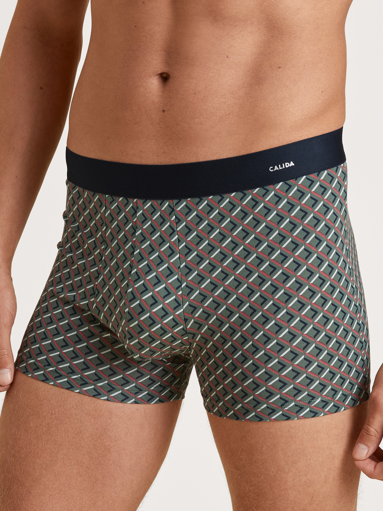 CALIDA Cotton Code Design Boxer Brief mit Softgummibundfür Herren, S, Grün,Rot, Origineller Print