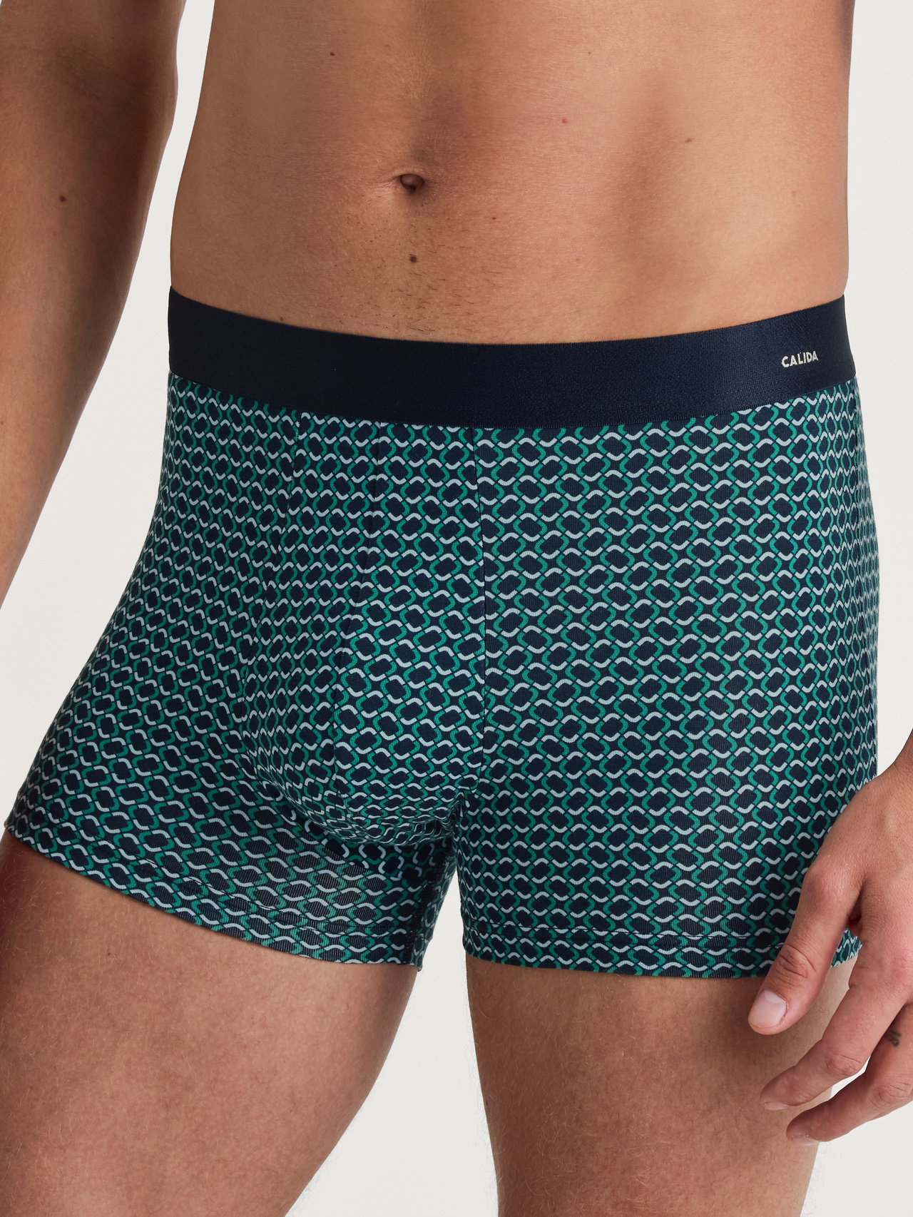 CALIDA Cotton Code Design Boxer Brief mit Softgummibundfür Herren, XXL, Türkis, Origineller Print