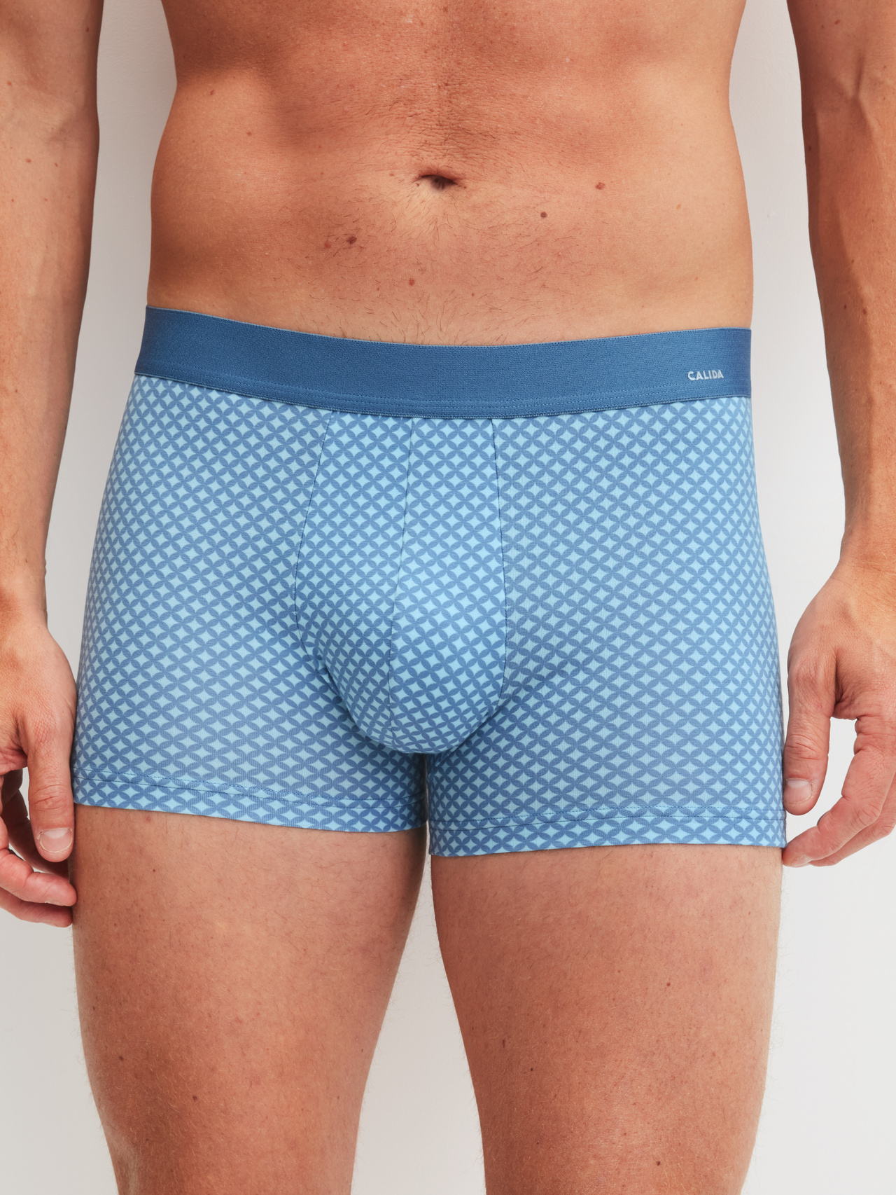 CALIDA Cotton Code Design Boxer Brief mit Softgummibundfür Herren, XL, Blau, Origineller Print