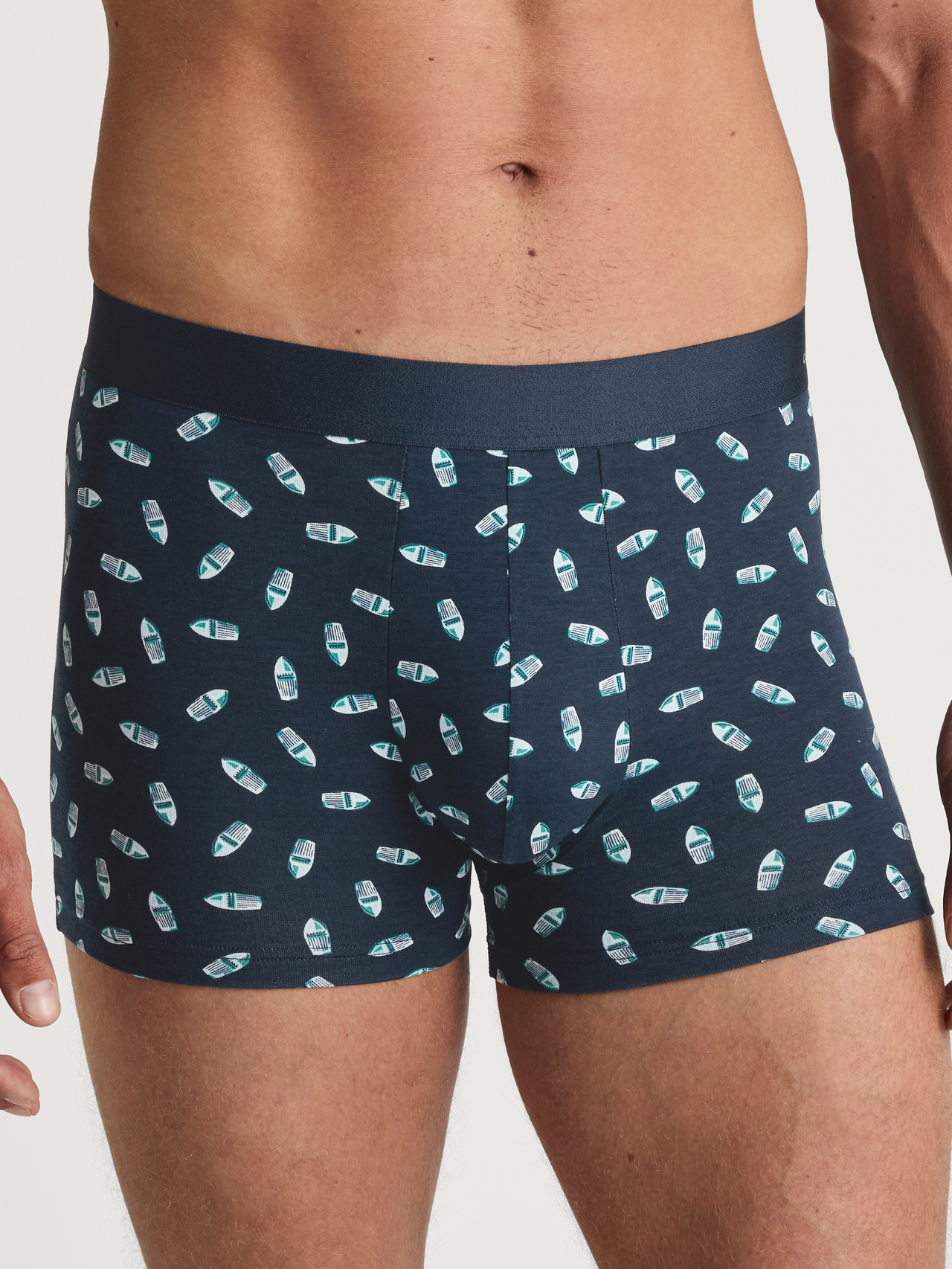 CALIDA Cotton Code Design Boxer Brief mit Softgummibundfür Herren, XL, Blau, Origineller Print