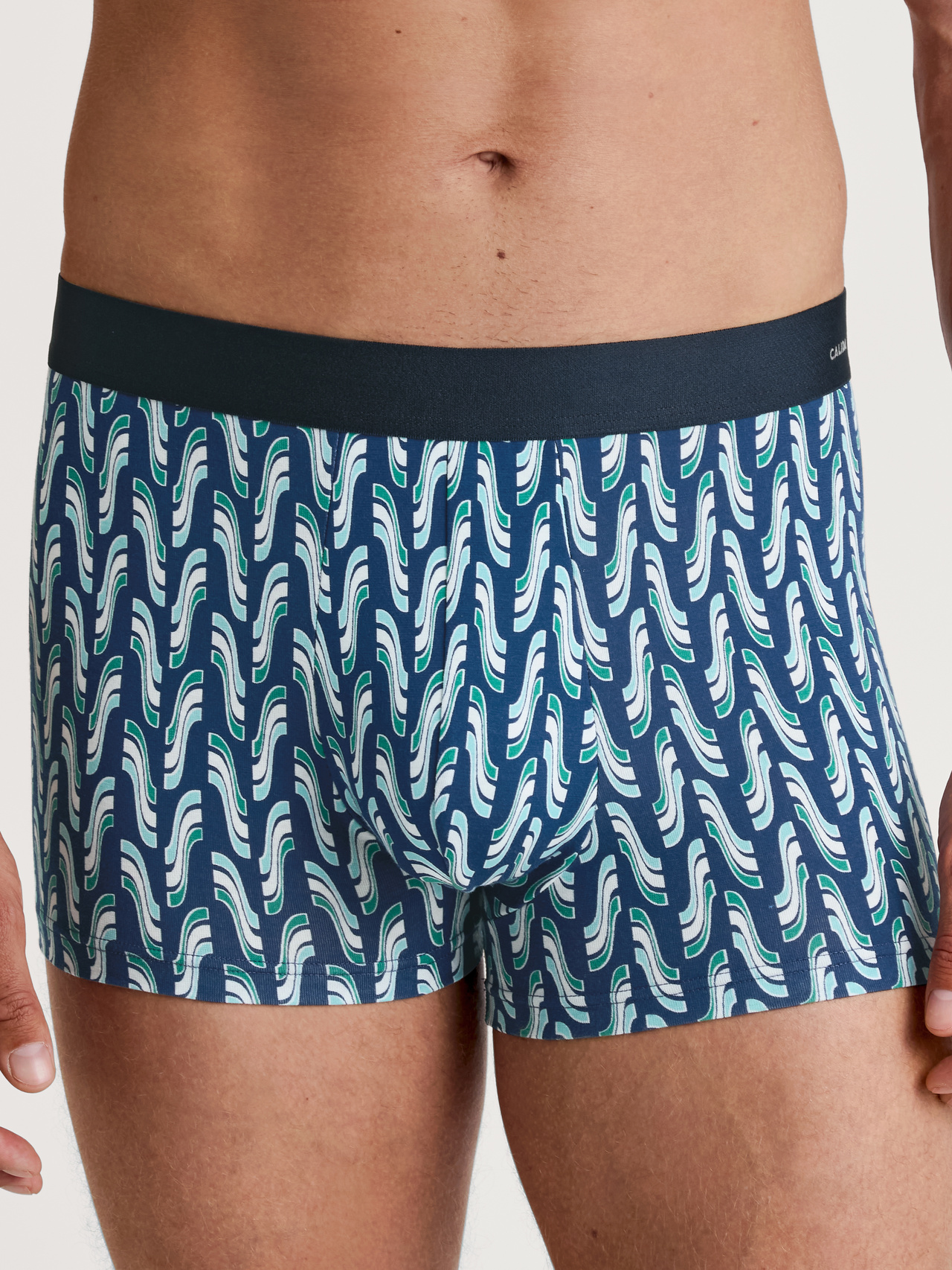CALIDA Cotton Code Design Boxer Brief mit Softgummibundfür Herren, XXL, Blau, Origineller Print