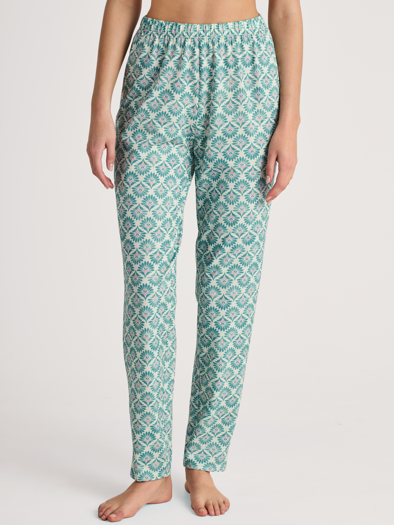 CALIDA Favourites Botanic Pyjamahosefür Damen, XXS, Türkis, Mit Mix & Match in sommerliche Stimmung