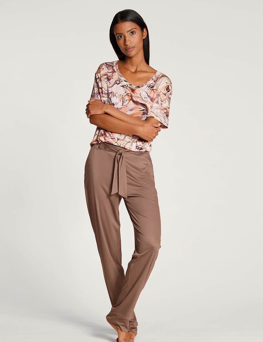 CALIDA Circular Sleep Pantsfür Damen, XS, Braun, Stylische Homewear-Hose