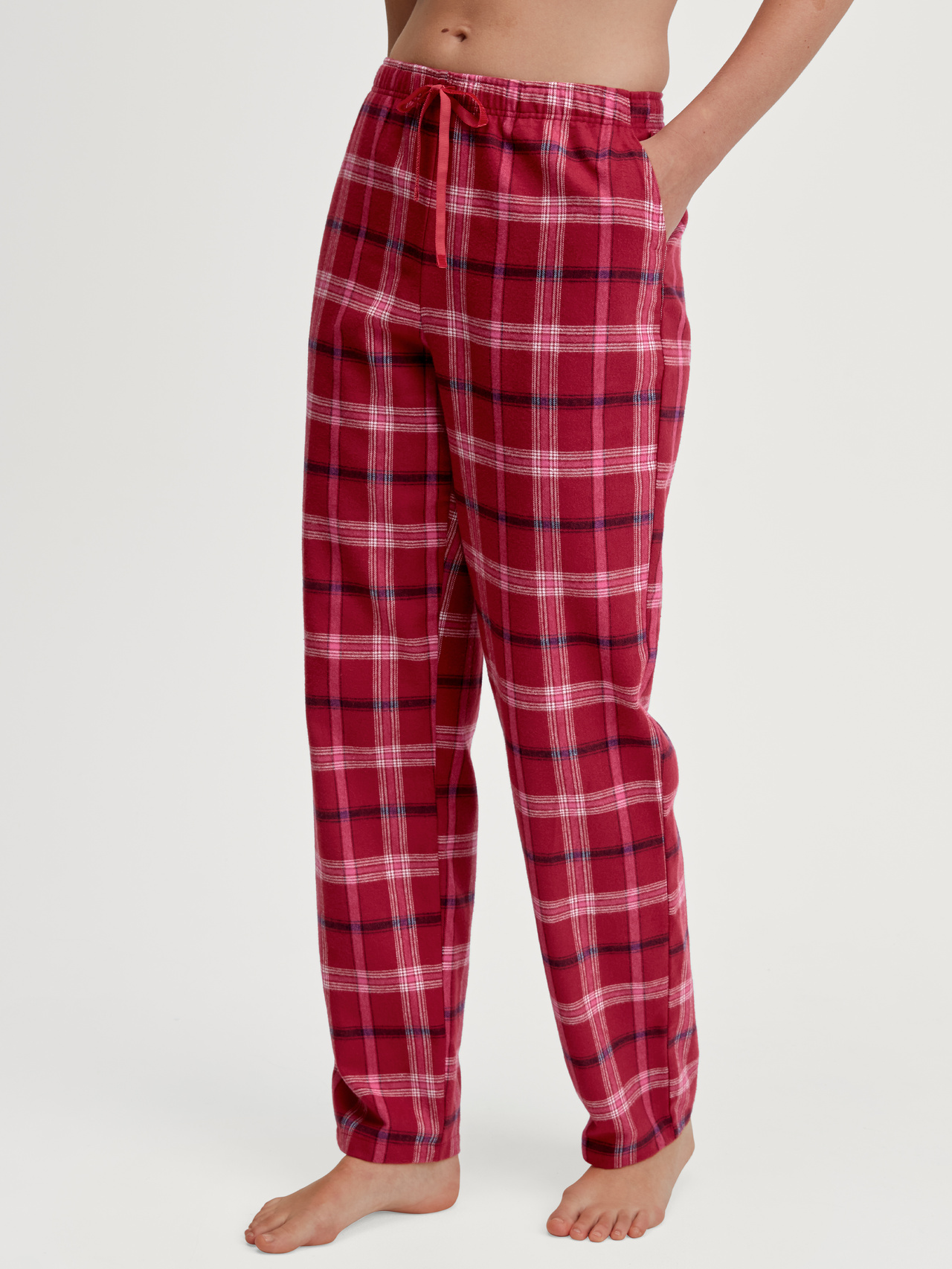 CALIDA Favourites Holidays Flanellhose mit Seitentaschenfür Damen, M, Rot, Kuschelig weicher Flanell – für warme Nächte und echten Wohlfühlkomfort
