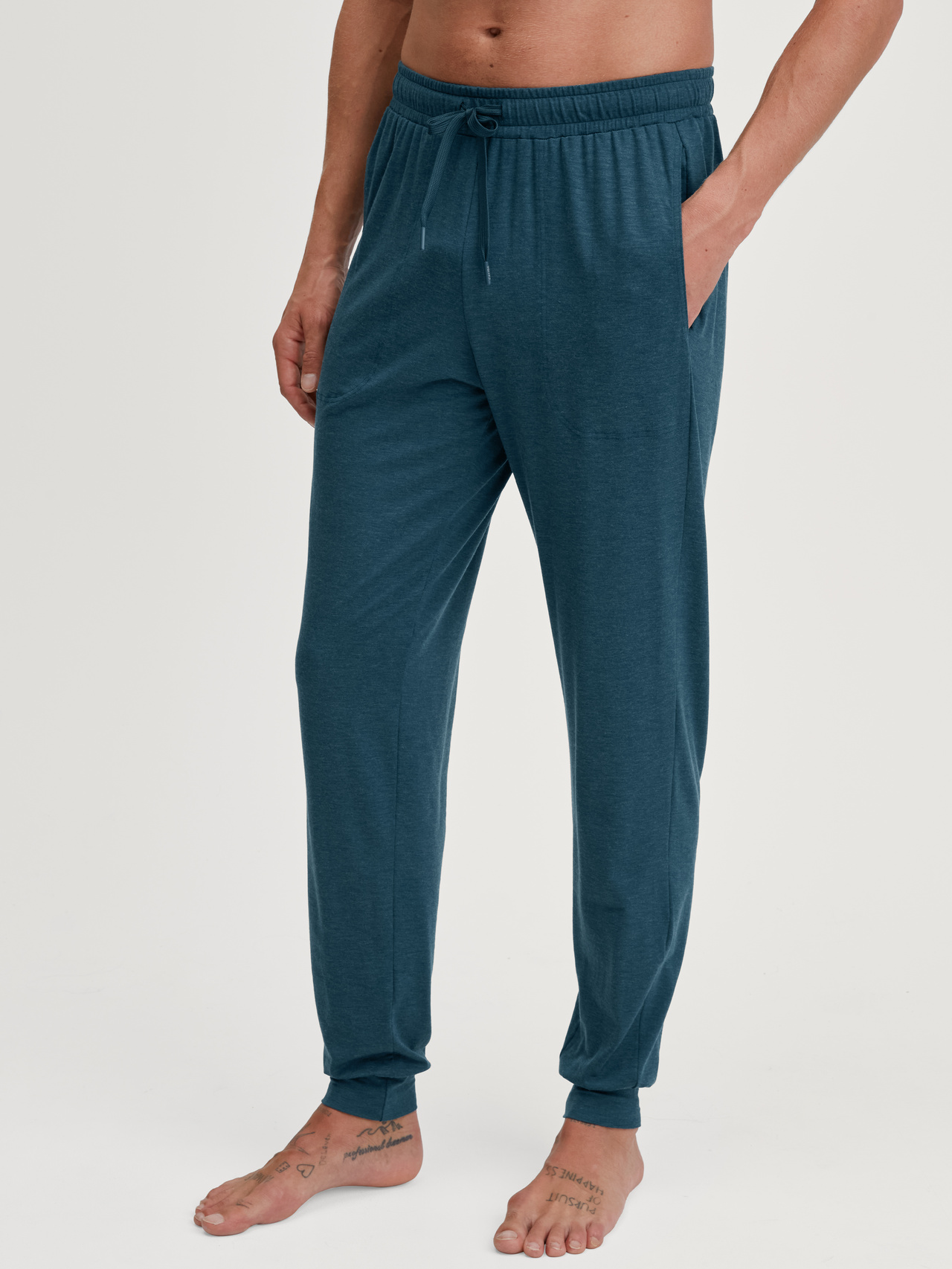 CALIDA DSW Warming Pyjamahose mit Bündchenfür Herren, S, Türkis, Wohlfühlwärme durch die ganze Nacht